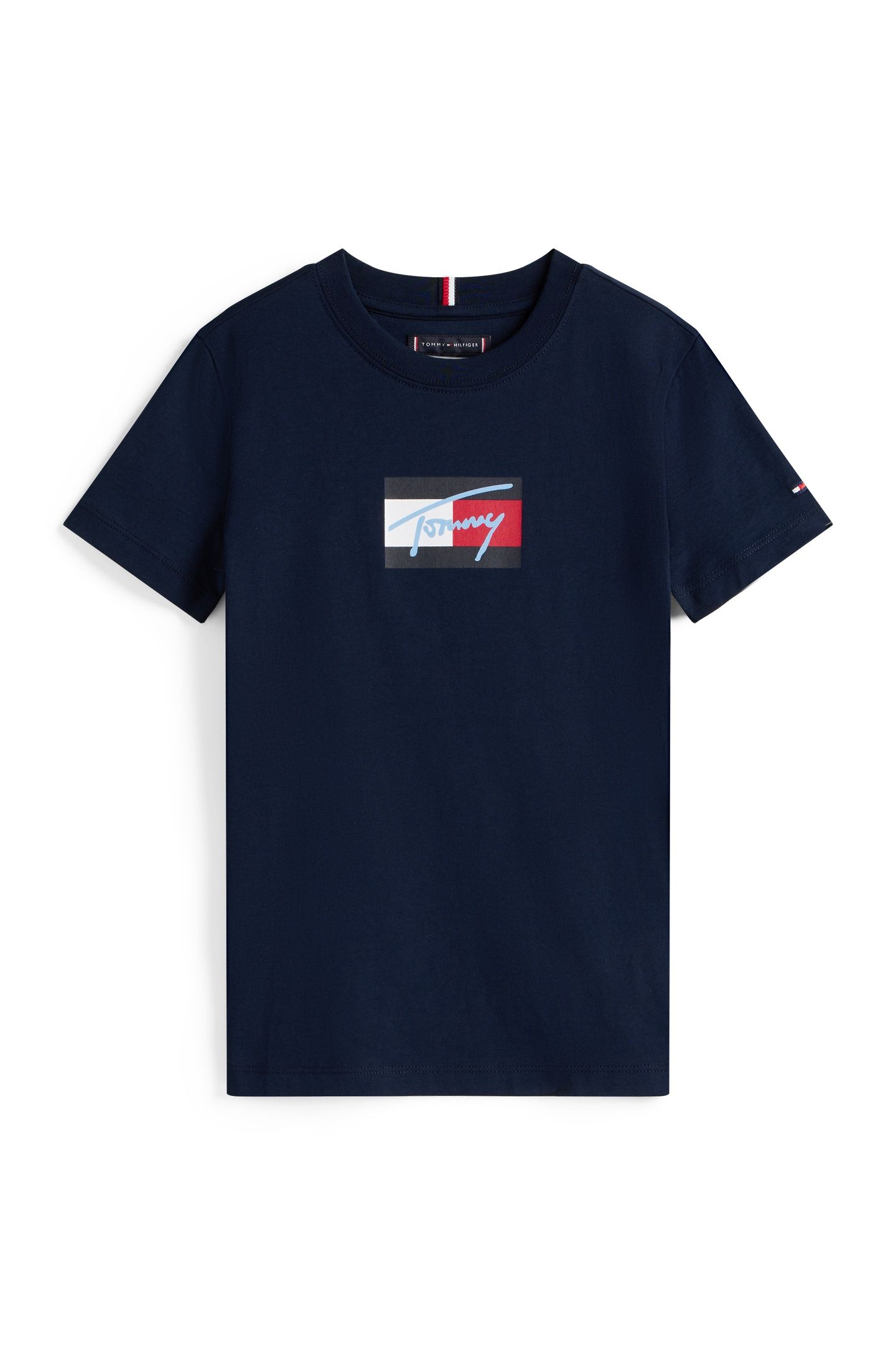 BOYS TOMMY SCRIPT FLAG TEE DARK NIGHT NAVY 4
