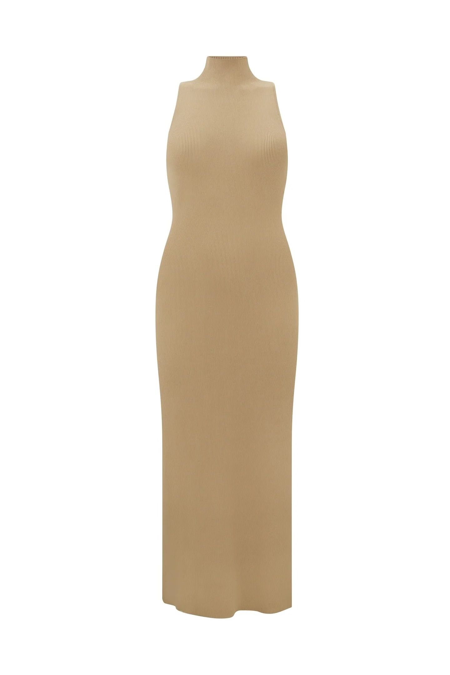 RIBBED MIDI DRESS CAMEL 3