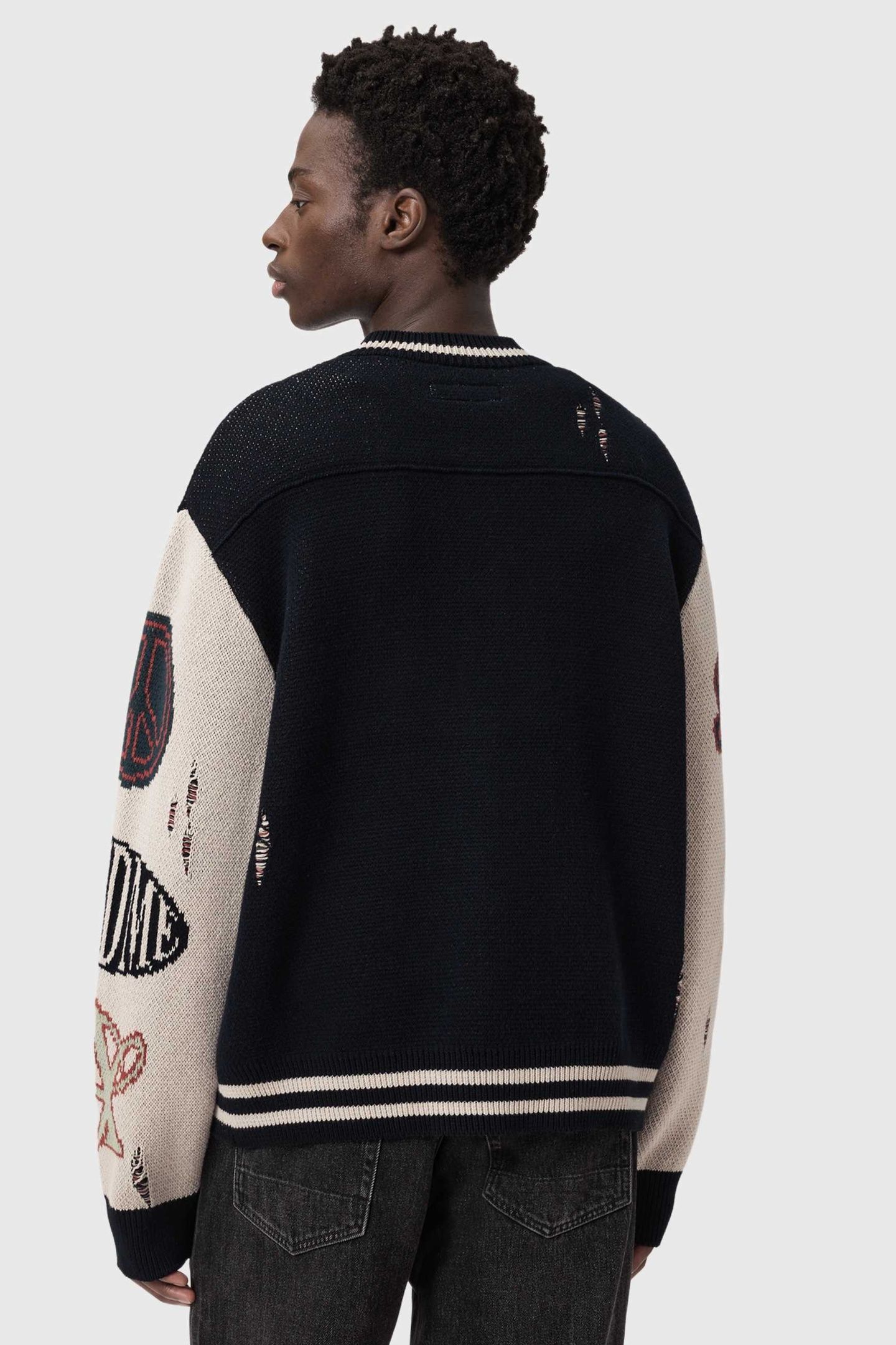 CHASE CARDIGAN BLACK/ECRU WHITE 4