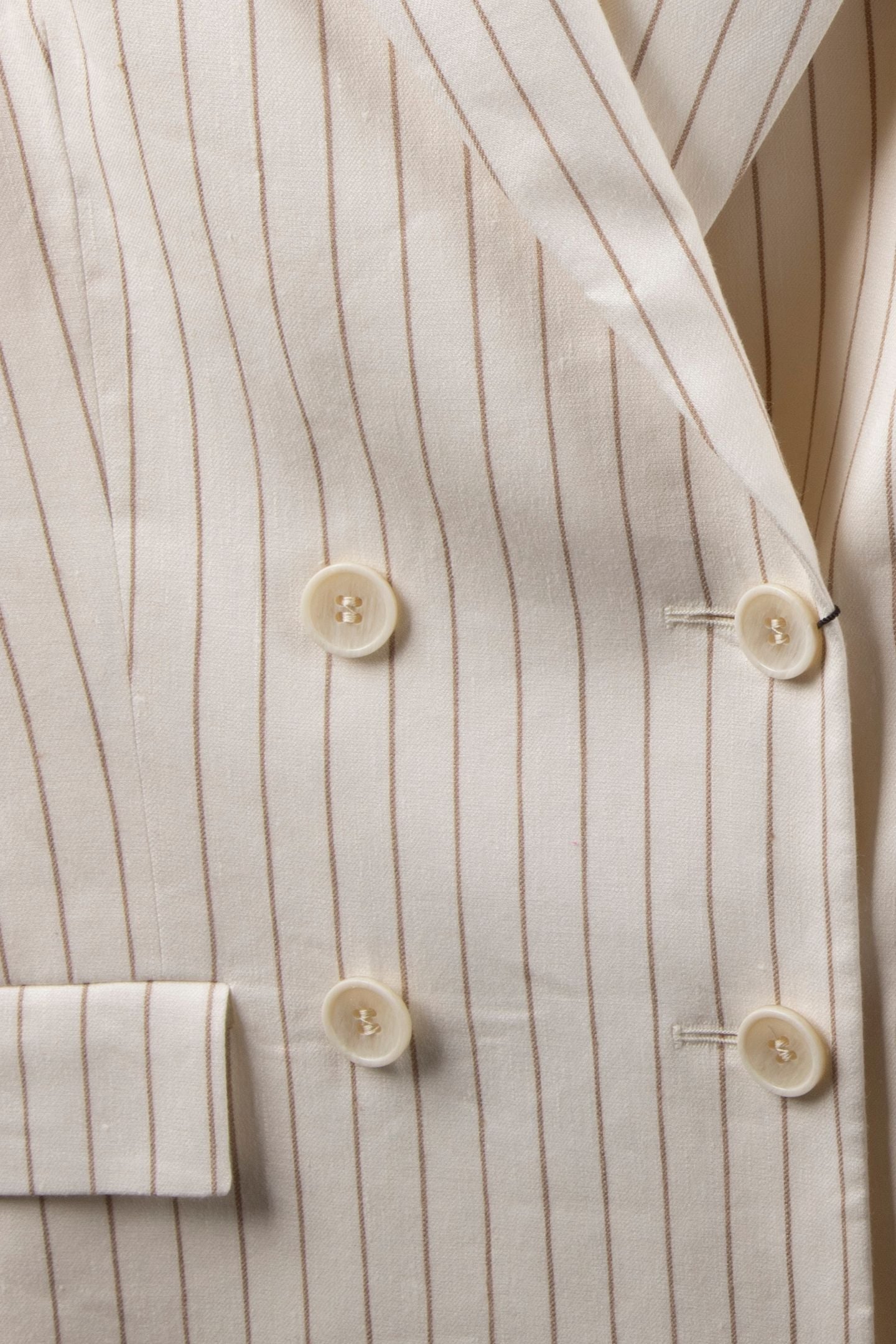 PINSTRIPE LINEN BLEND DOUBLE-BREASTED BLAZER WHITE 6