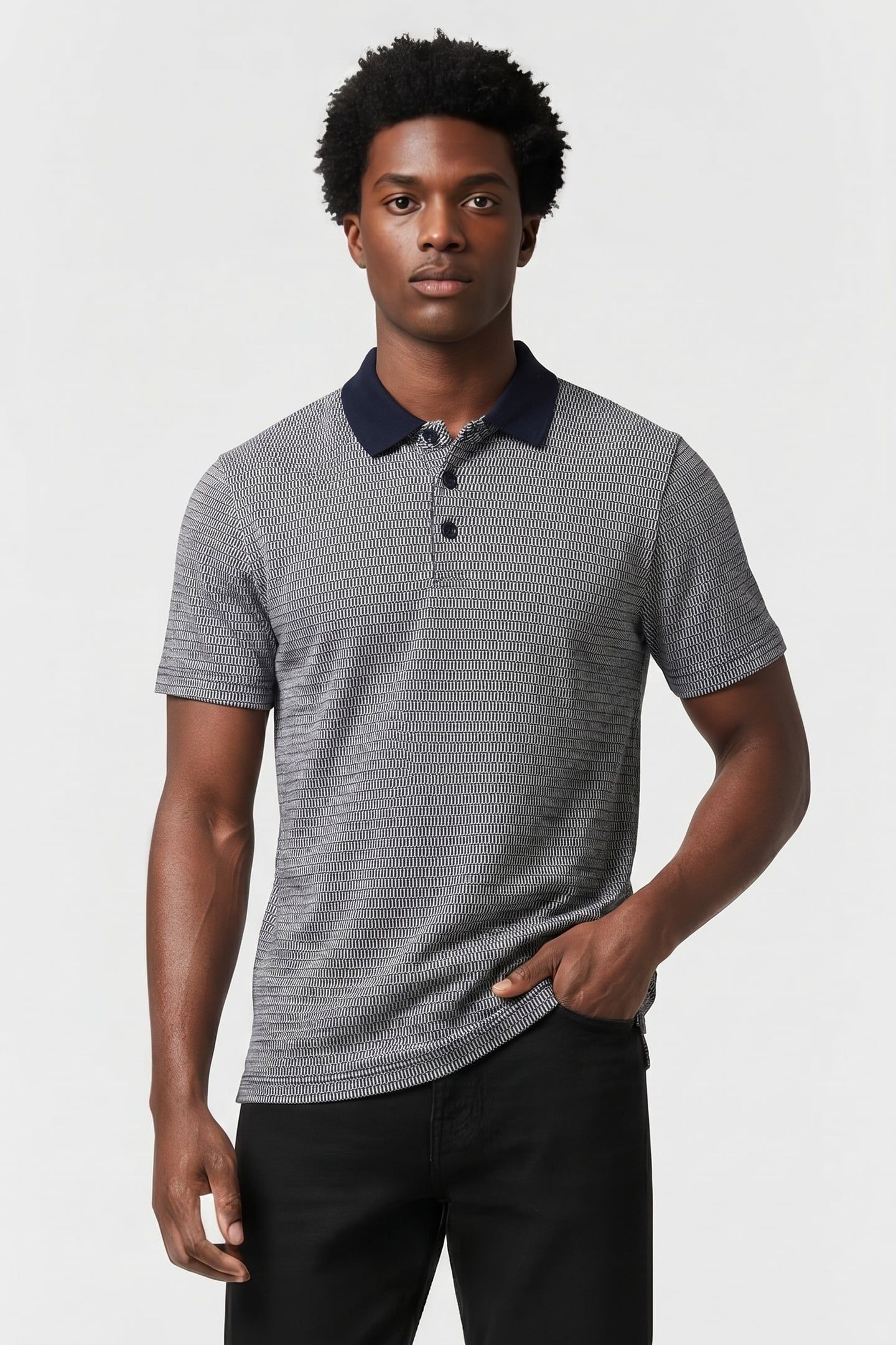 POLO 2 COLOURED JACQUARD DEEP BLUE 1