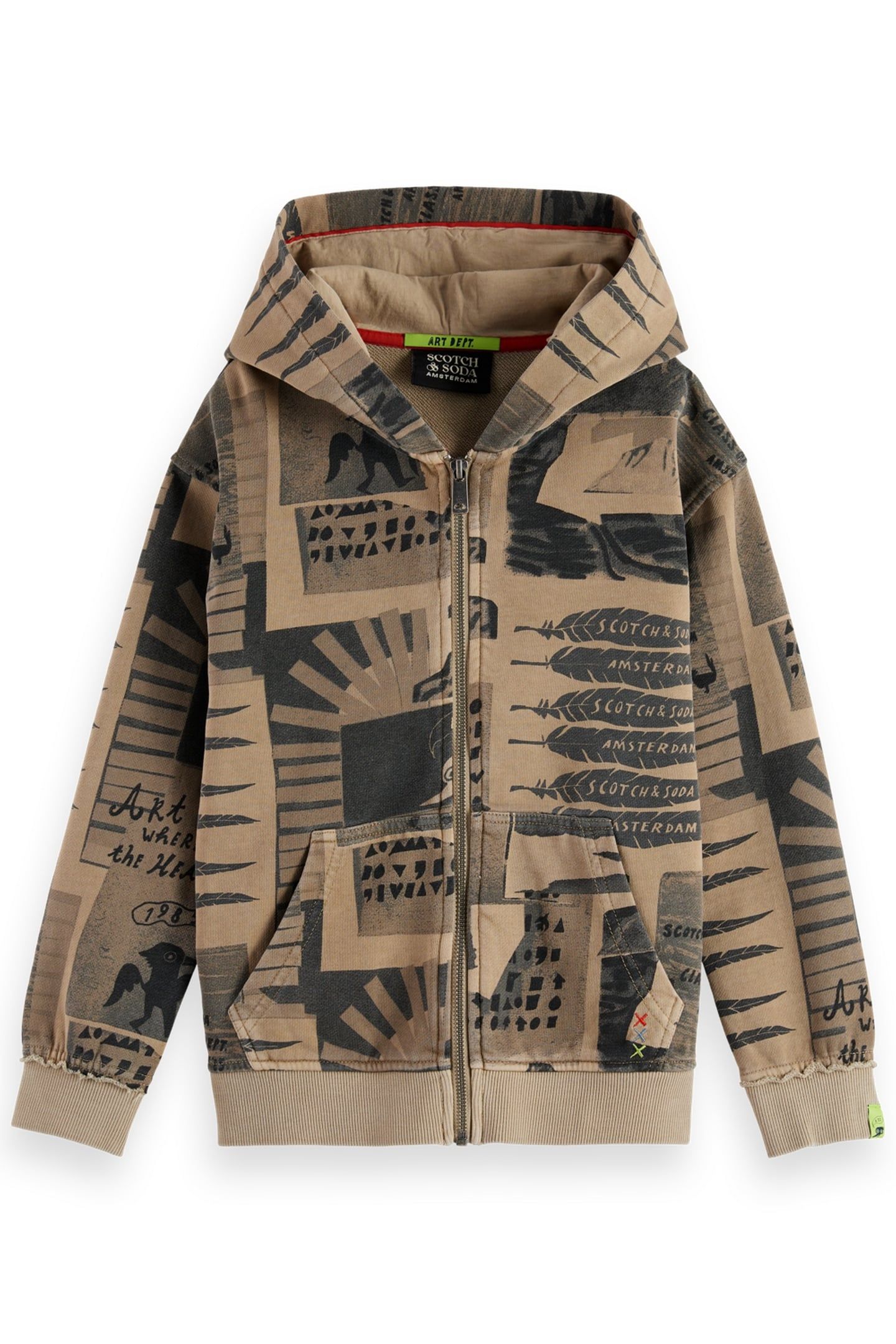 BOY RELAXED-FIT ALL-OVER PRINTED ZIP-THROUGH HOODIE ART DEPT 1