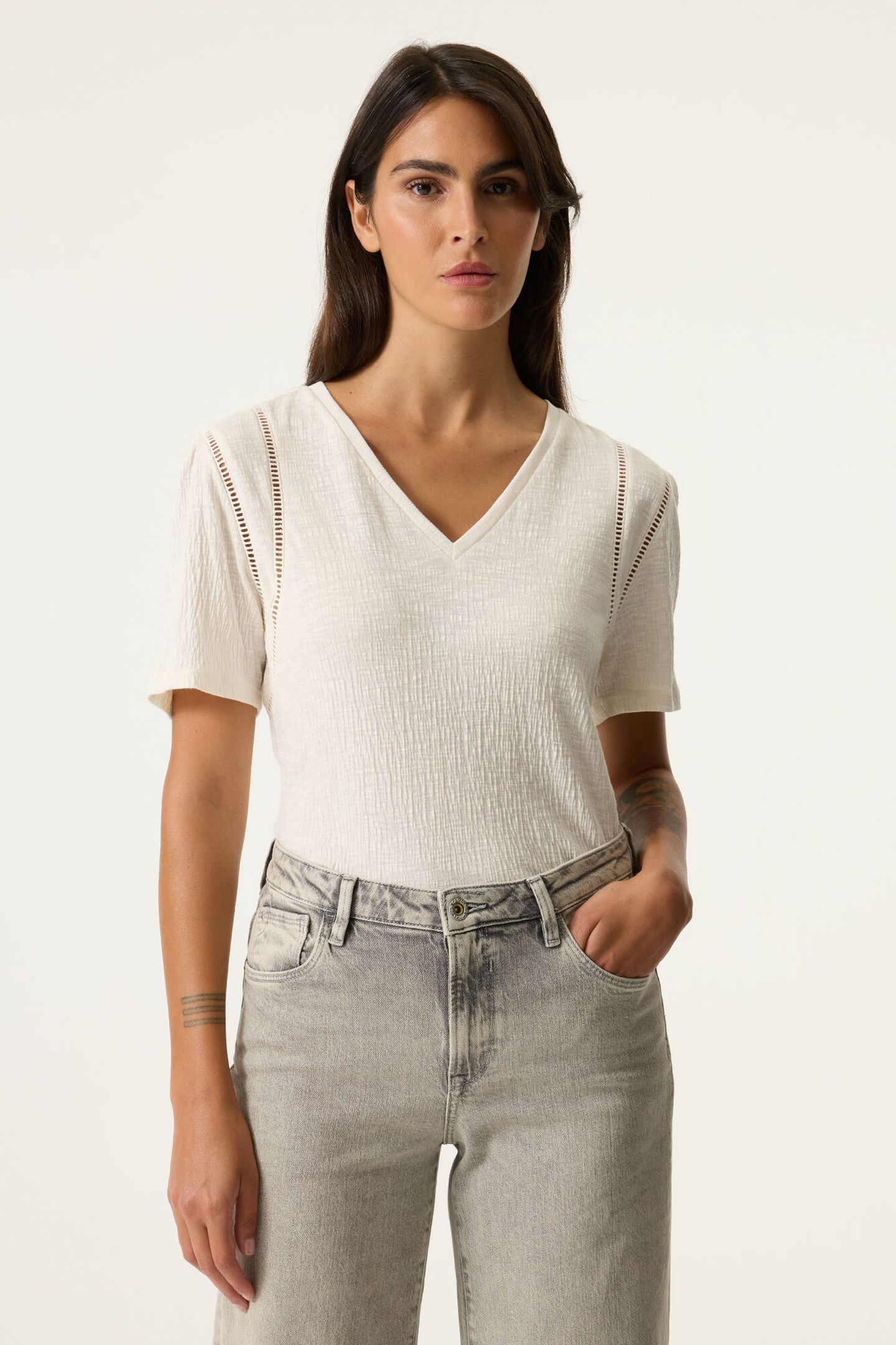 LADIES T-SHIRT SS ECRU 1
