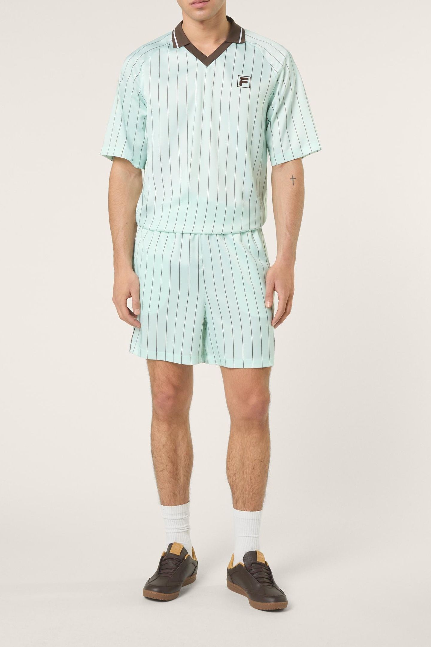 COVERCIANO LOOSE PINSTRIPED SATIN SHORTS SOOTHING SEA / BRAC 2