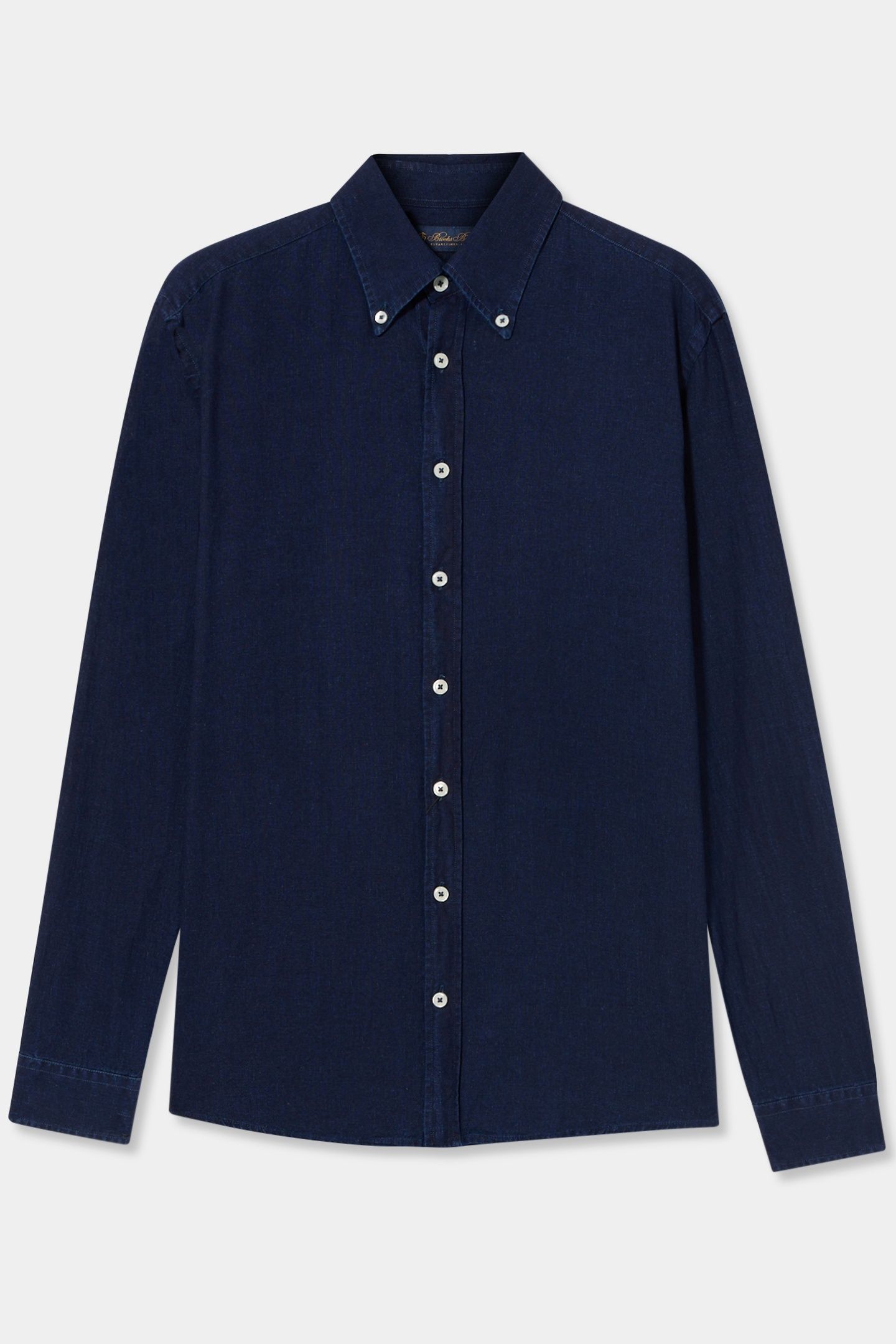 SLIM FIT COTTON-LINEN CHAMBRAY BUTTON DOWN SHIRT BLUE 1