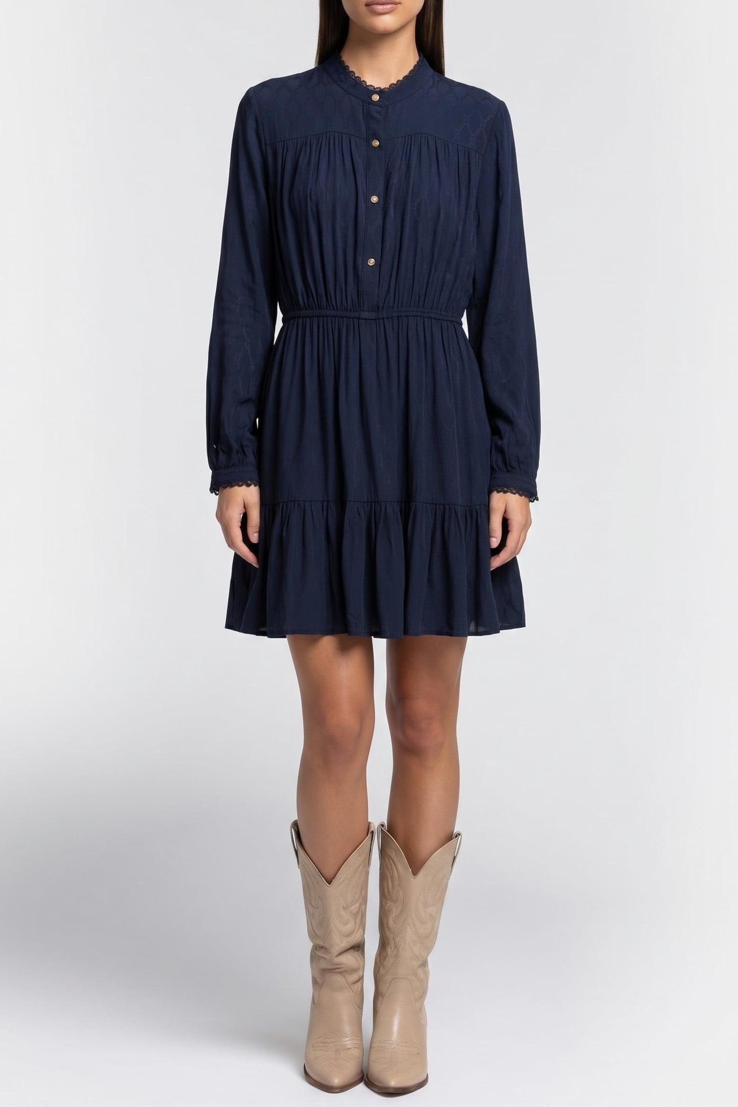FLUID JACQUARD DRESS DARK NIGHT NAVY 1