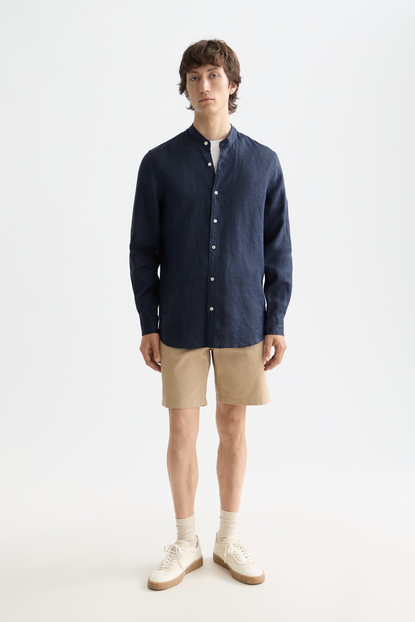 CORE - LINEN SHIRT LS STAND UP COLLAR NIGHT 1