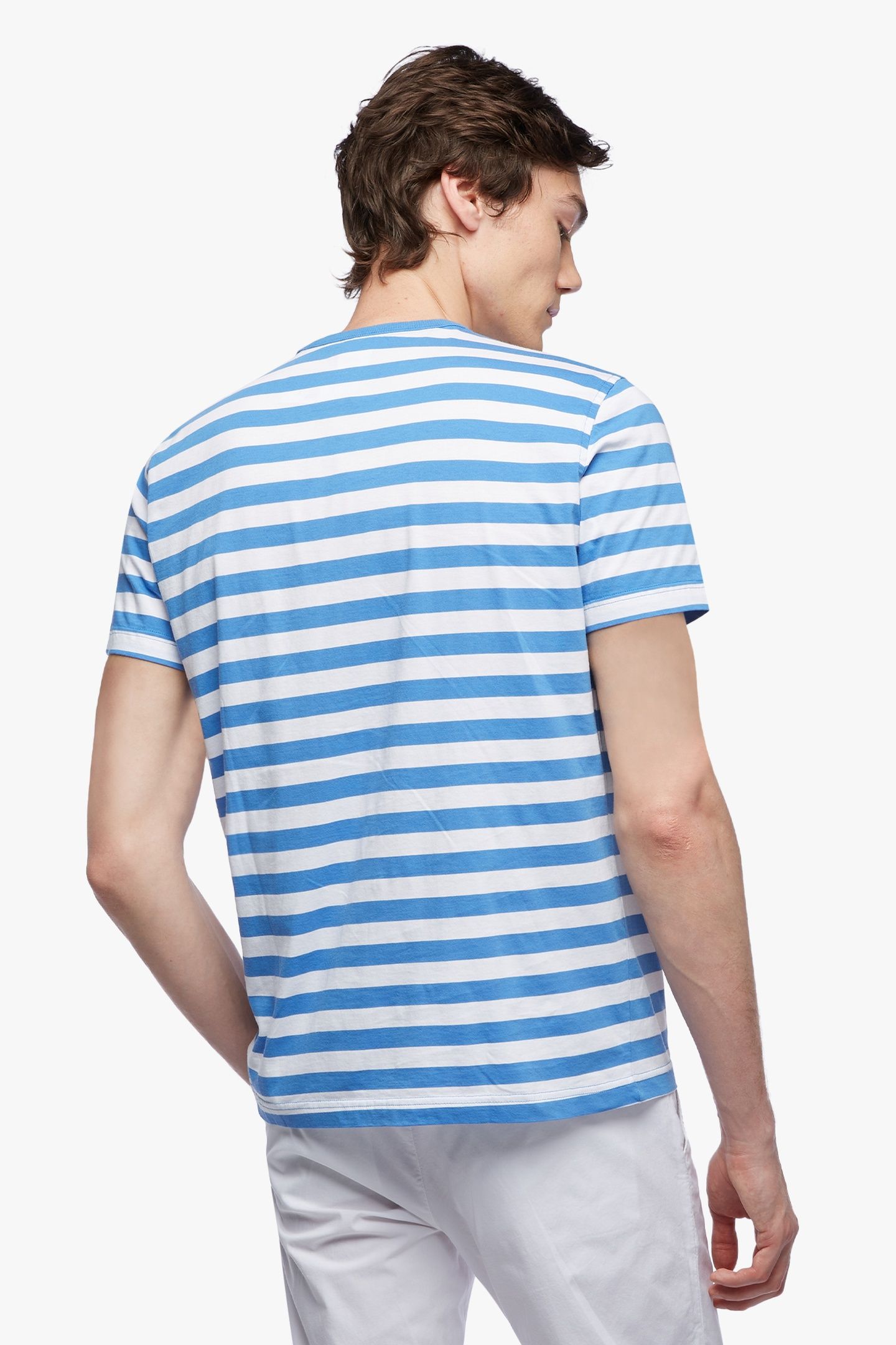 SUPIMA COTTON SLIM STRIPED T-SHIRT OPEN BLUE 3