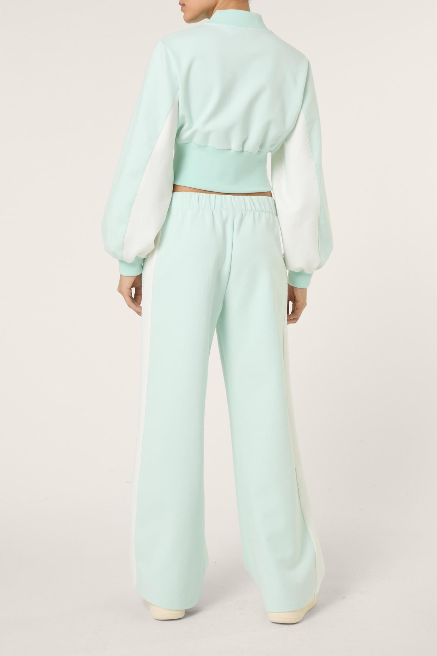 LECORE WIDE CONTRAST PANEL SCUBA TRACK PANTS SOOTHING SEA-EG 3