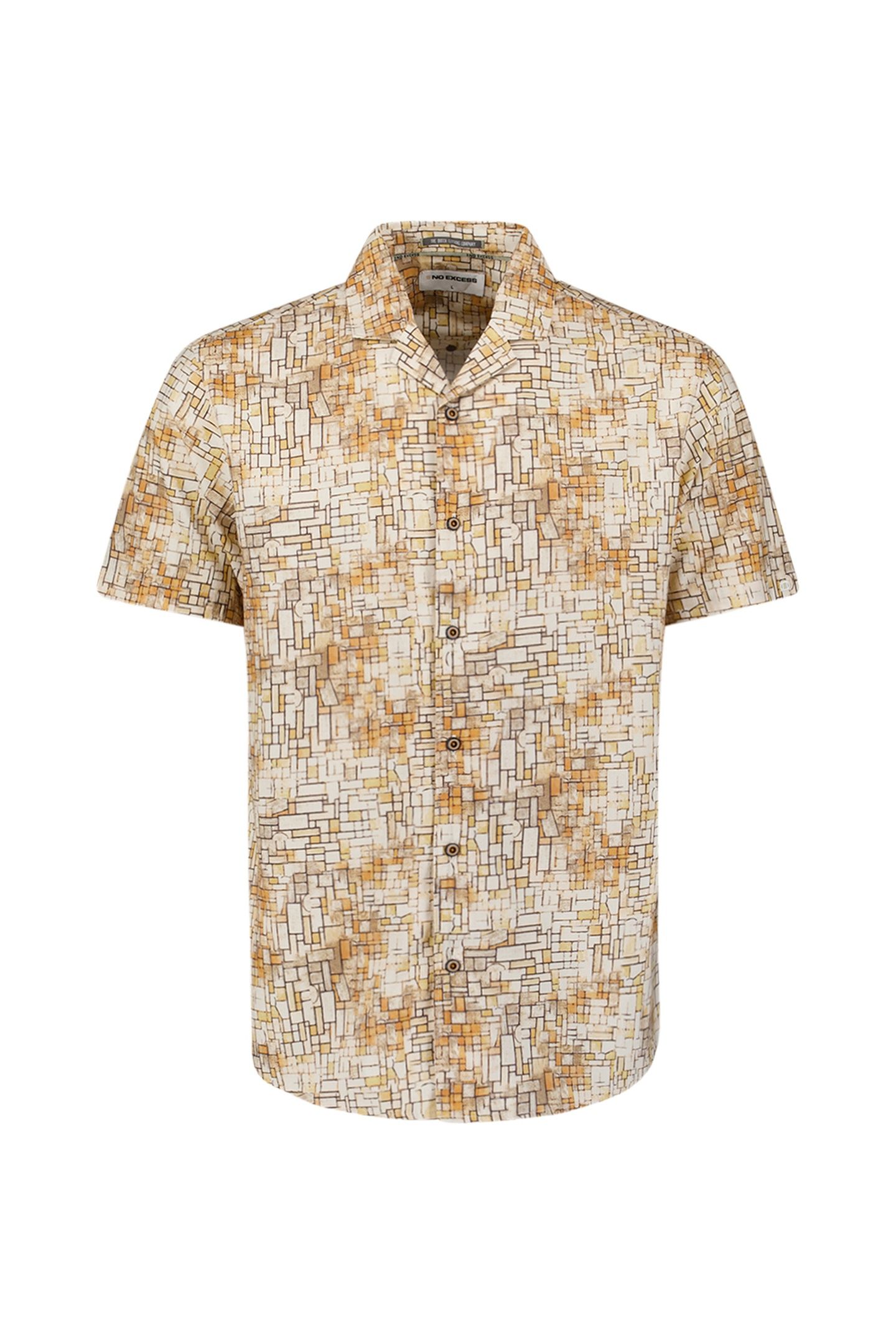 SHIRT SHORT SLEEVE REVERS COLLAR ALLOVER PRINTED YELLOW 1