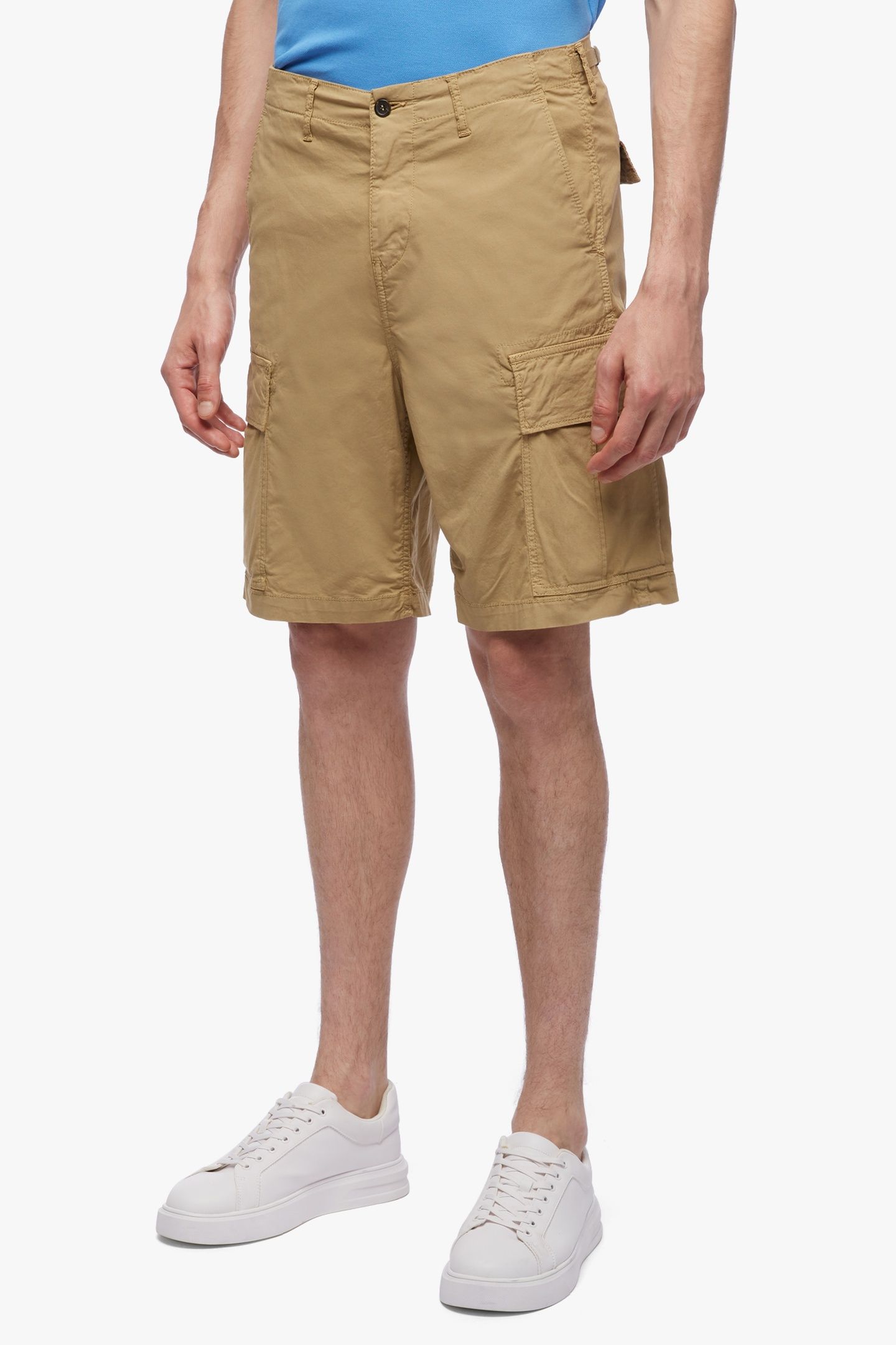KHAKI STRETCH COTTON CARGO SHORTS KHAKI 1