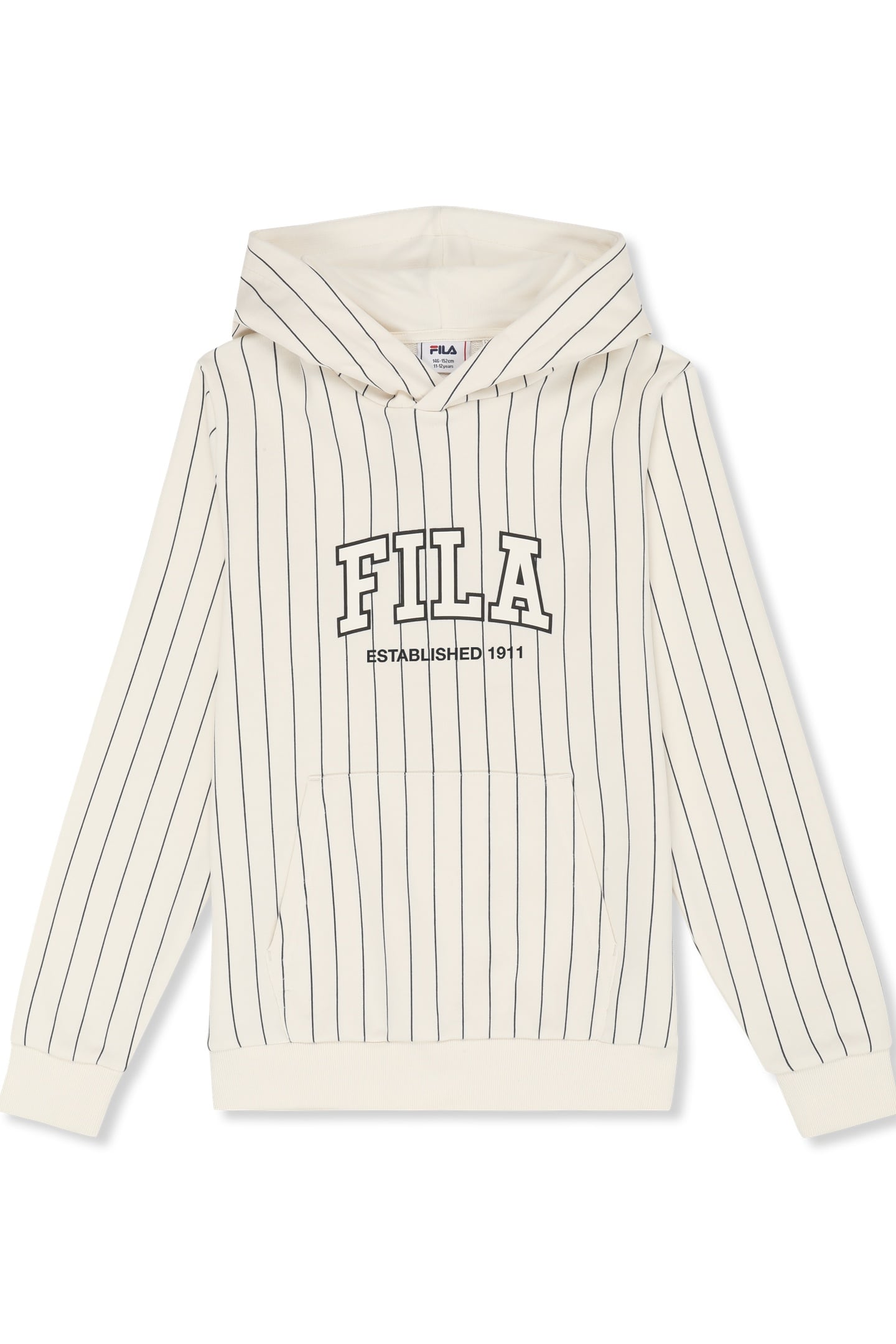 RIFREDI RELAXED GRAPHIC PINSTRIPED HOODIE EGRET / BLACK IRIS 1