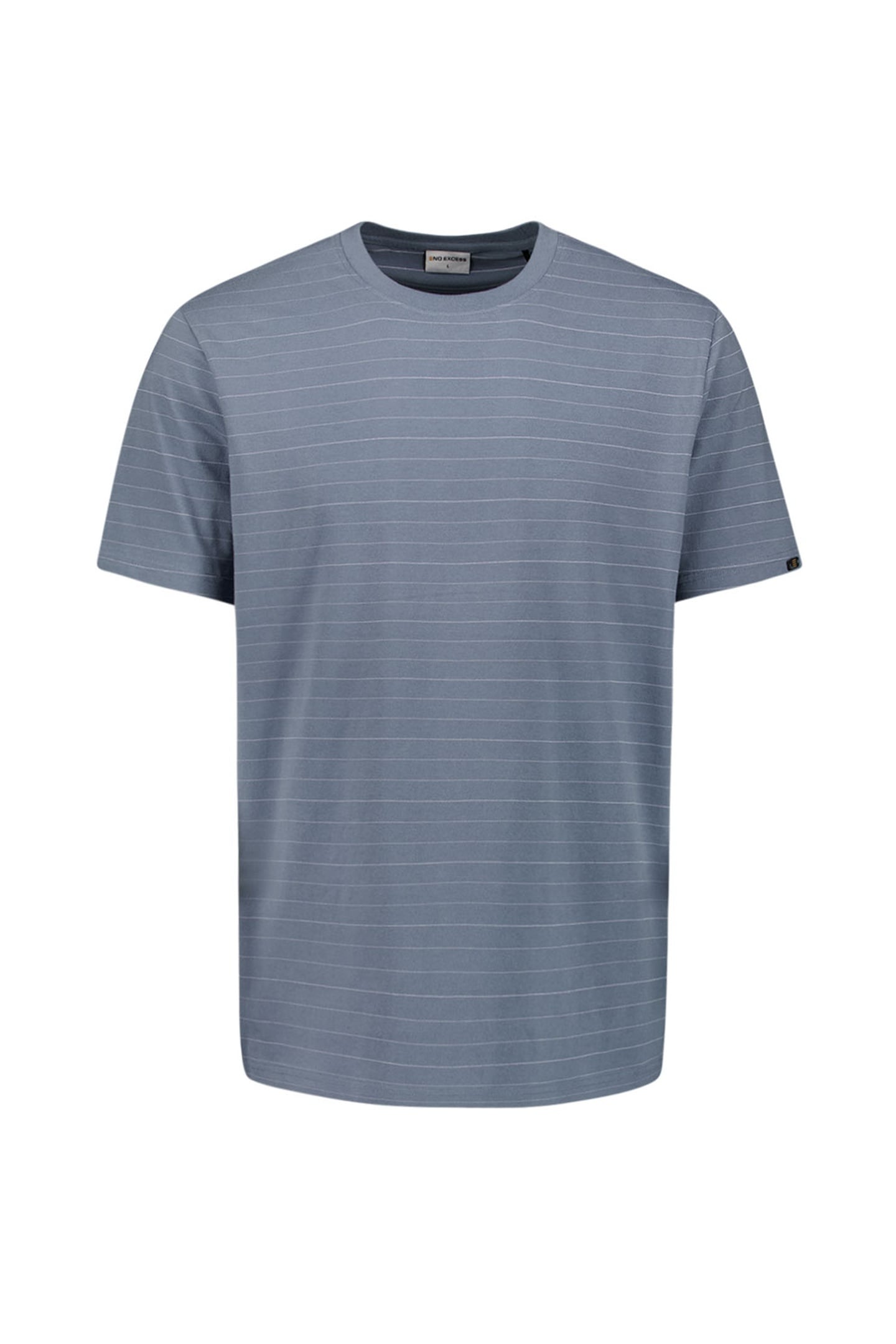T-SHIRT CREWNECK YARN DYED PIN STRIPE WASHED BLUE 1