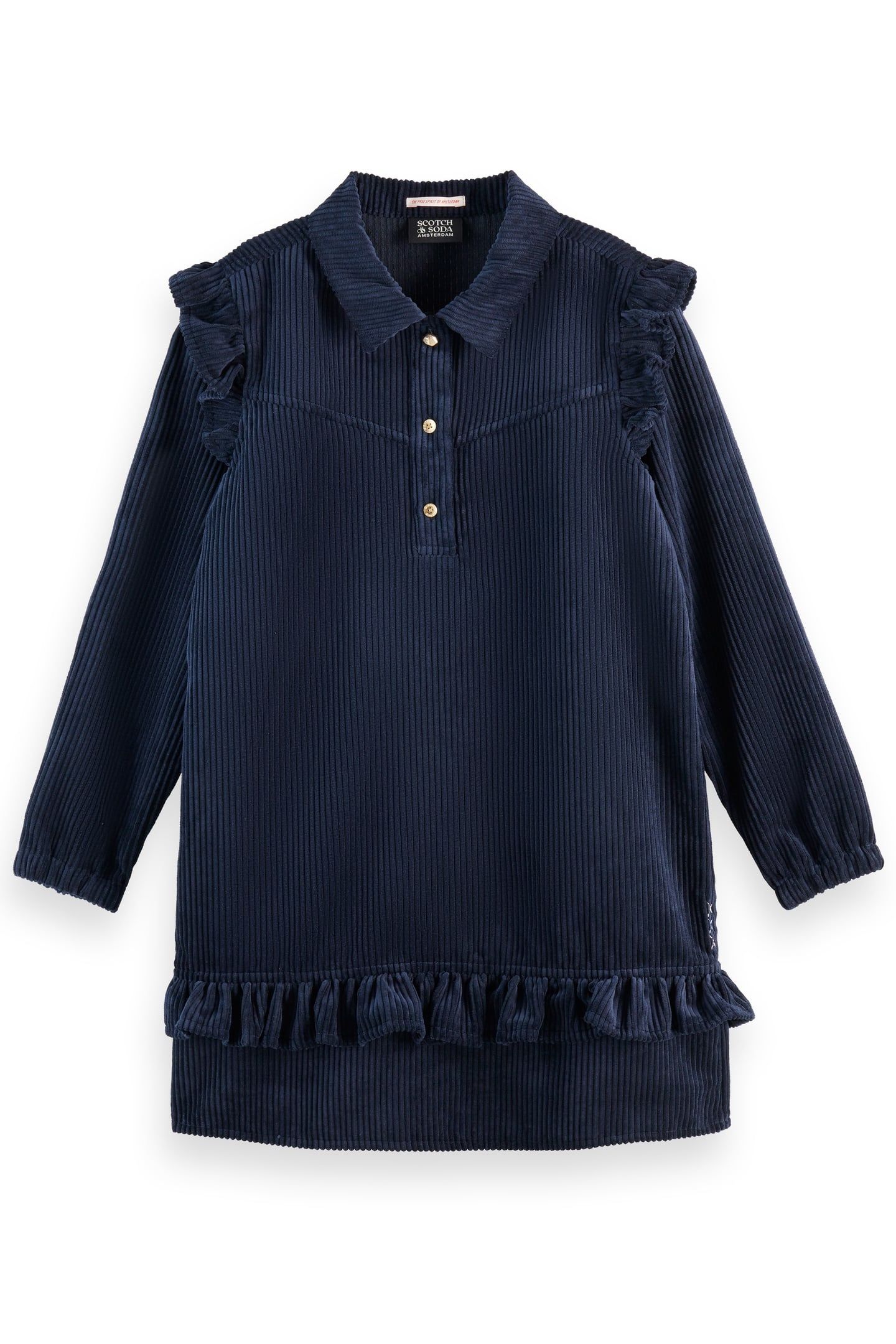 GIRL CORDUROY DRESS WITH RUFFLE DETAILS SKY CAPTAIN 1