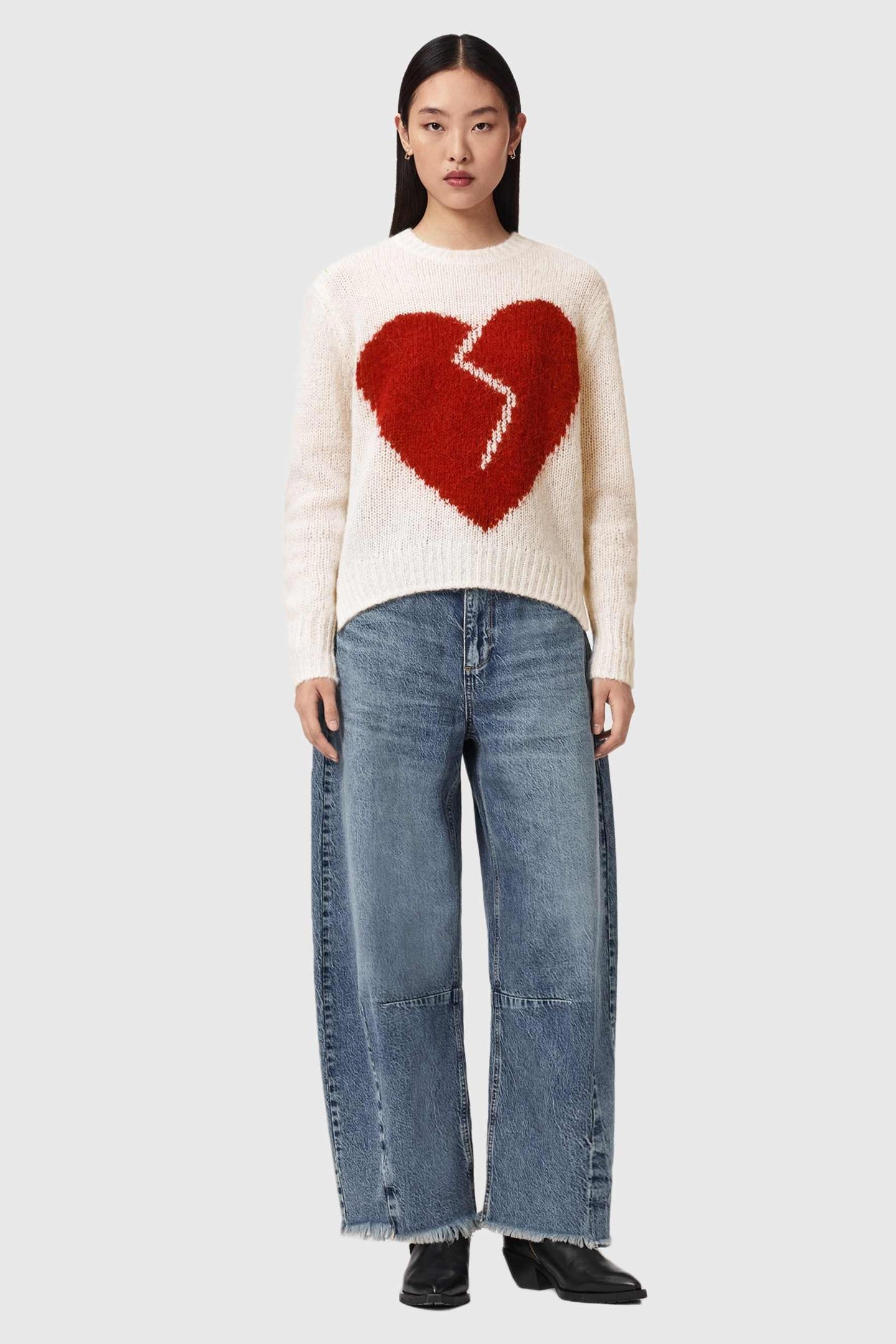 LUVHEART CREW ECRU WHITE/RED 2