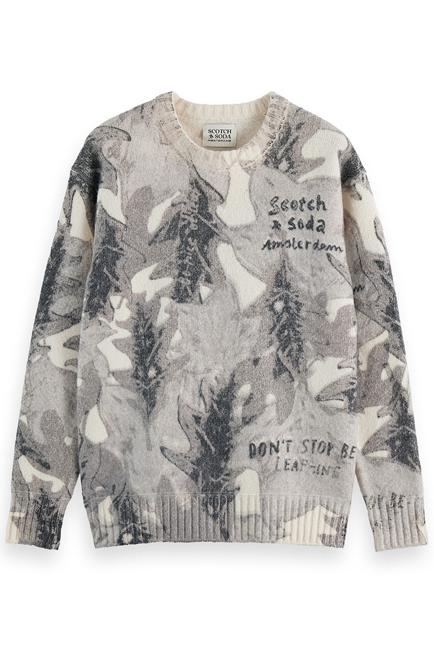 PRINTED DROPPED SHOULDER PULLOVER LEAF CAMO EGGNOG AOP 4
