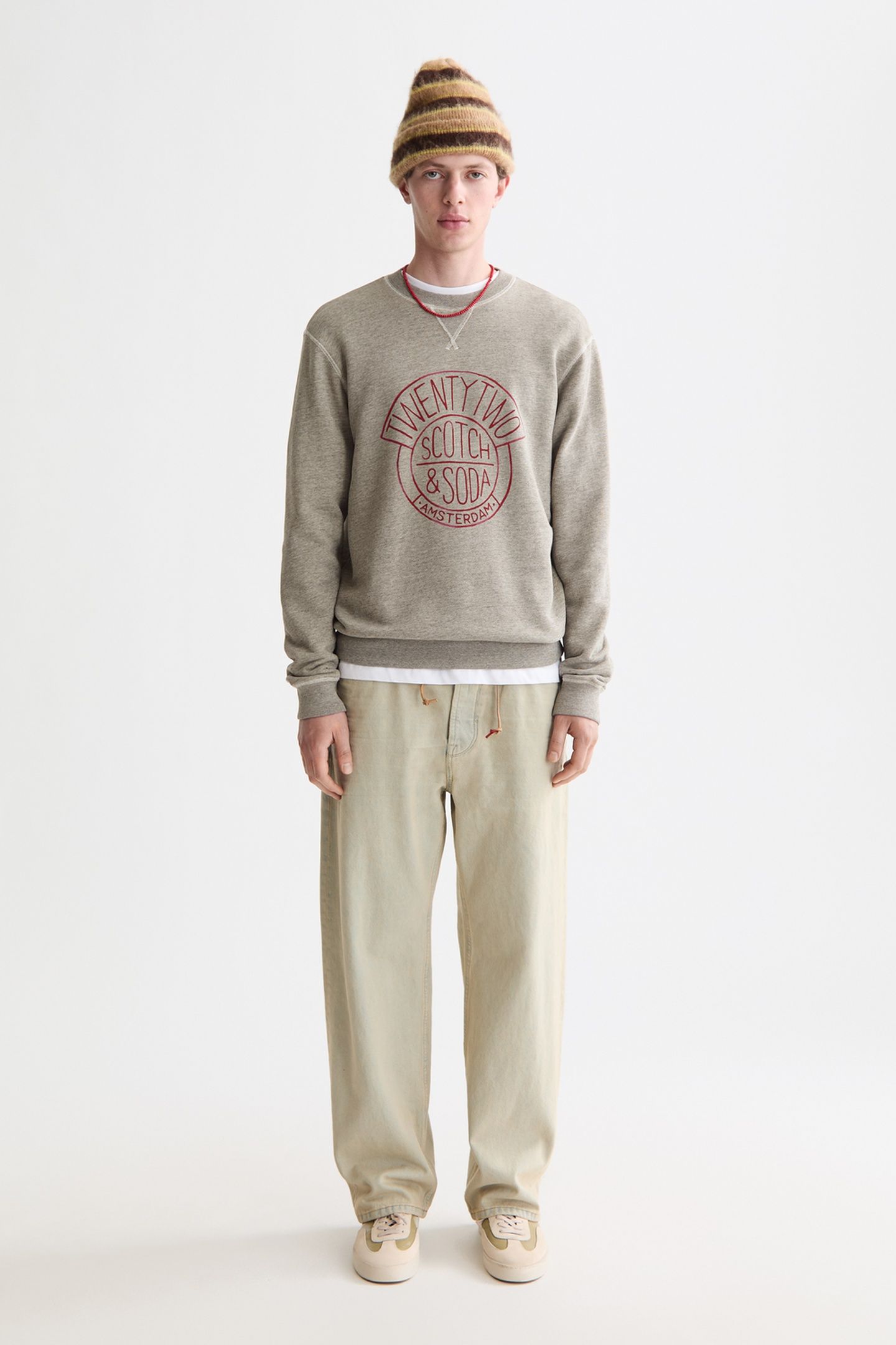DENIM WASHED ARTWORK SWEATSHIRT GREY MELANGE 1