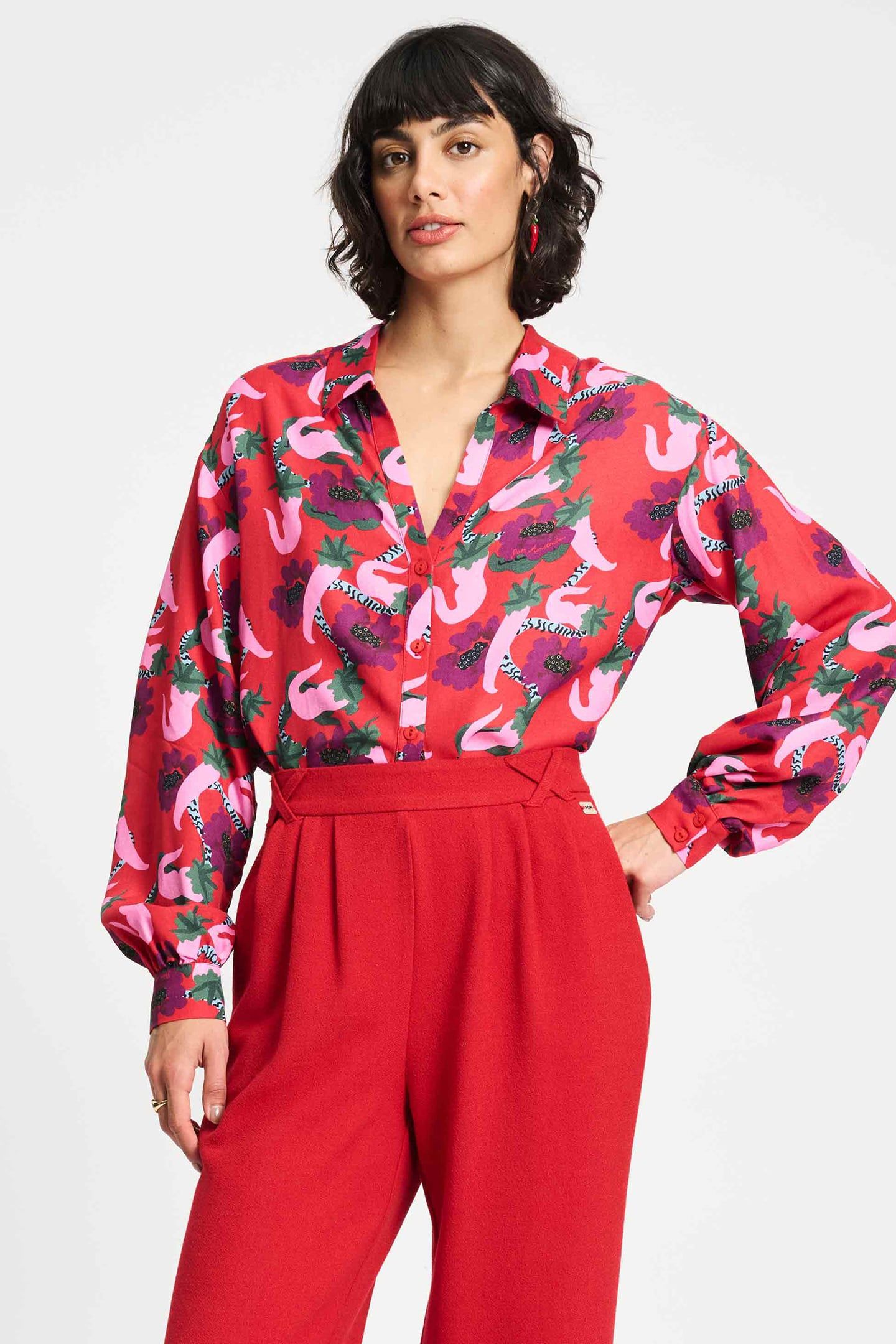BLOUSE - VIOLET PICNIC DELIGHT RED 1