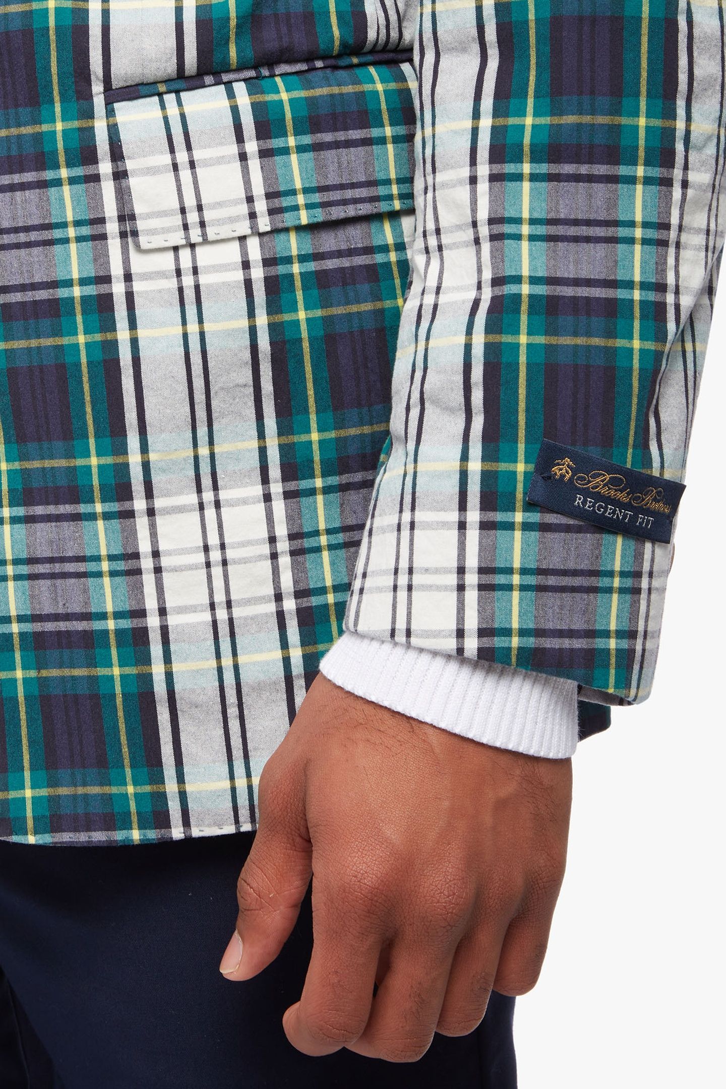 REGENT CLASSIC-FIT MADRAS SPORT COAT OPEN GREEN 5