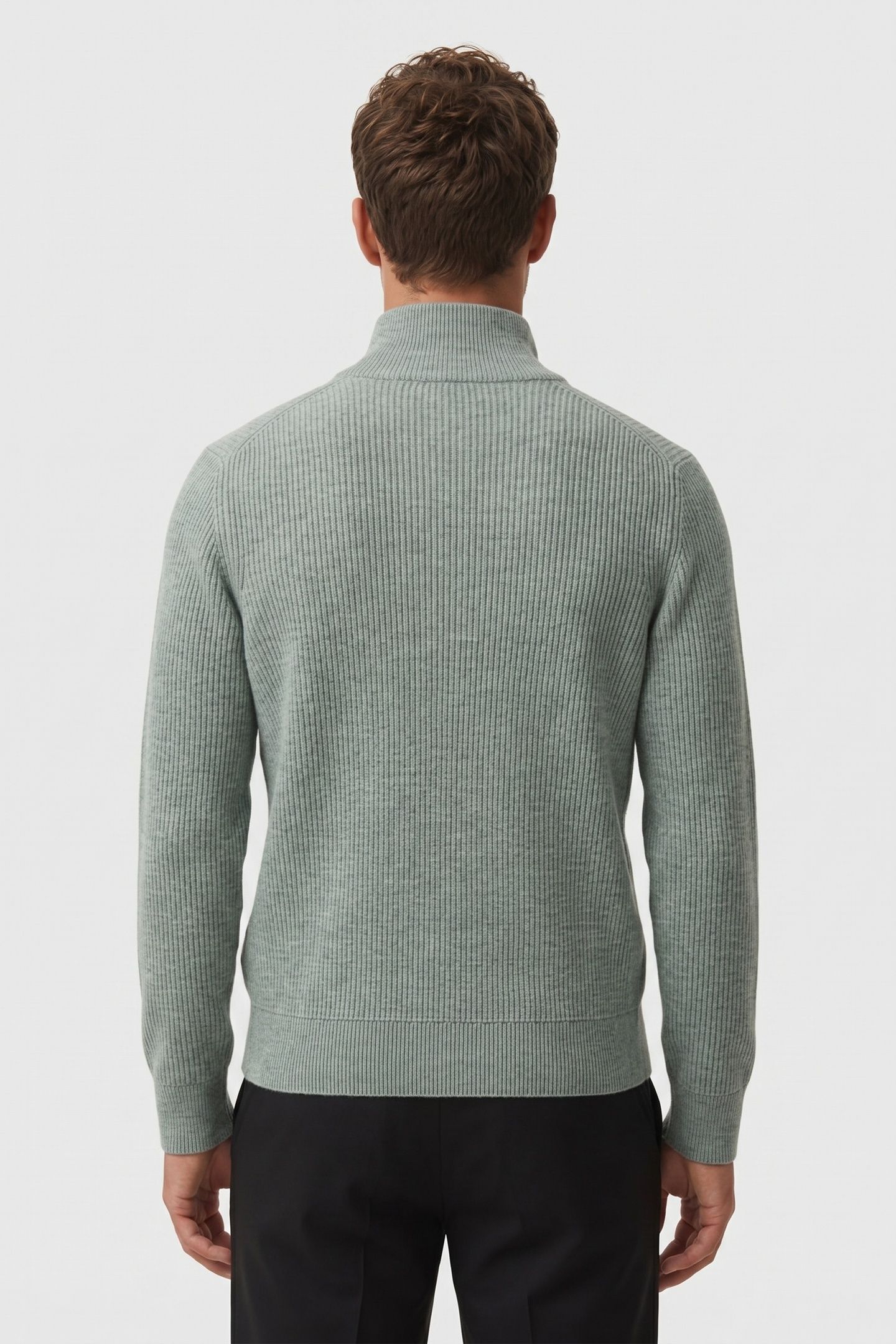 LS RIBBED QUARTER ZIP SWEATER AUTUMN GREEN 2