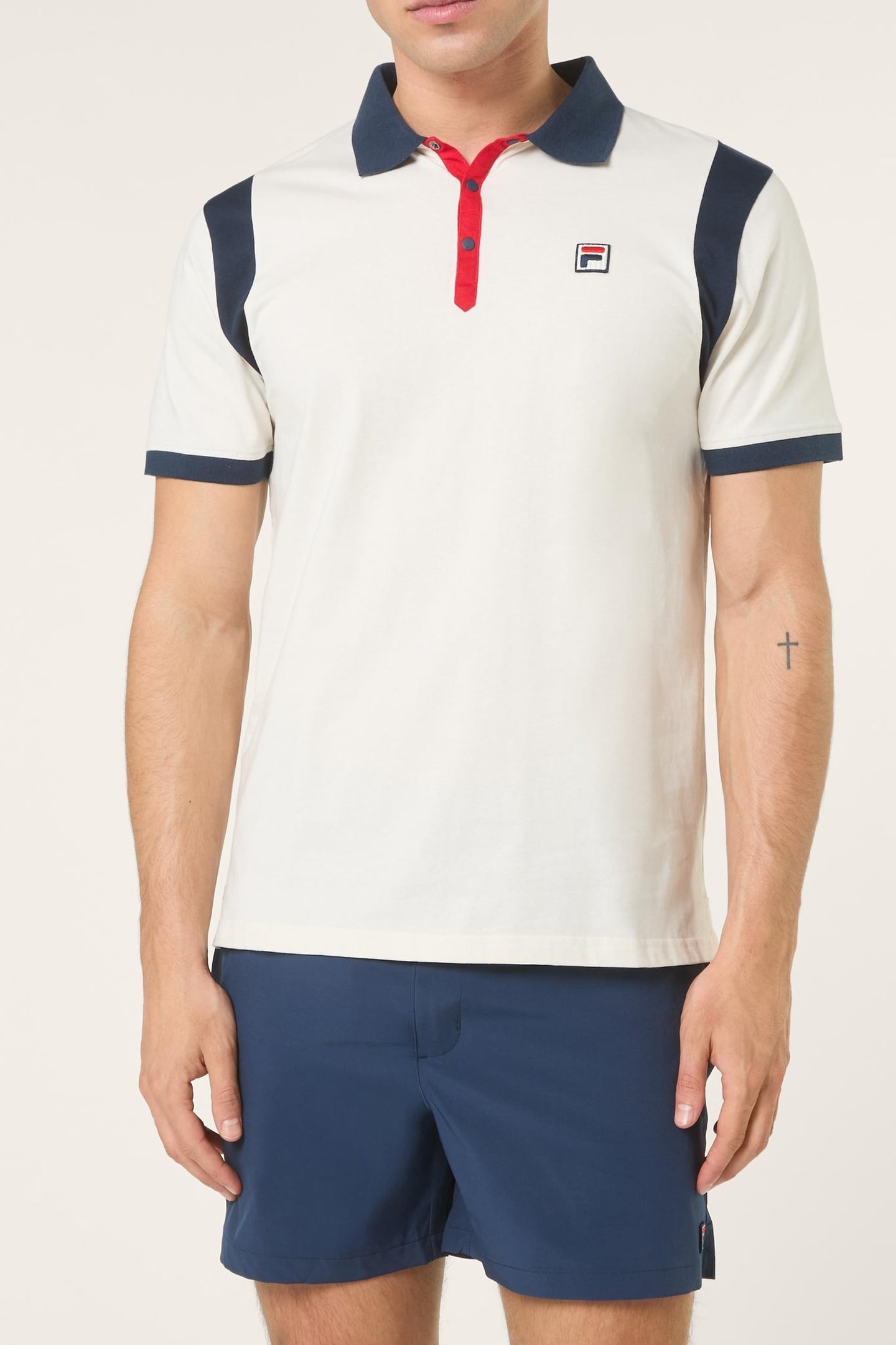 CASOLI REGULAR BLOCKED POLO SHIRT EGRET-BLACK IRIS 1