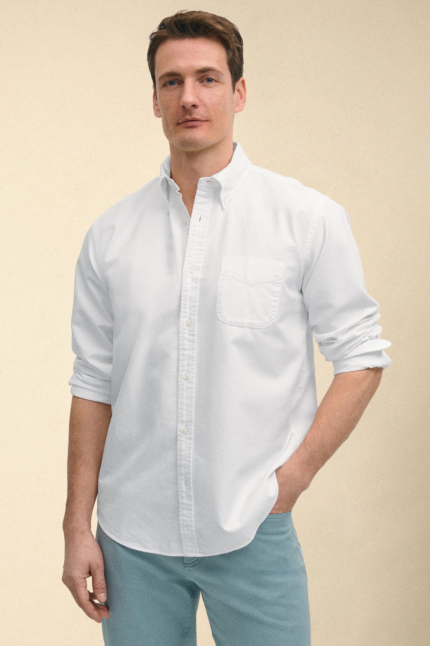 REGULAR FIT OXFORD FRIDAY SHIRT WITH BUTTON DOWN COLLAR WHIT 1