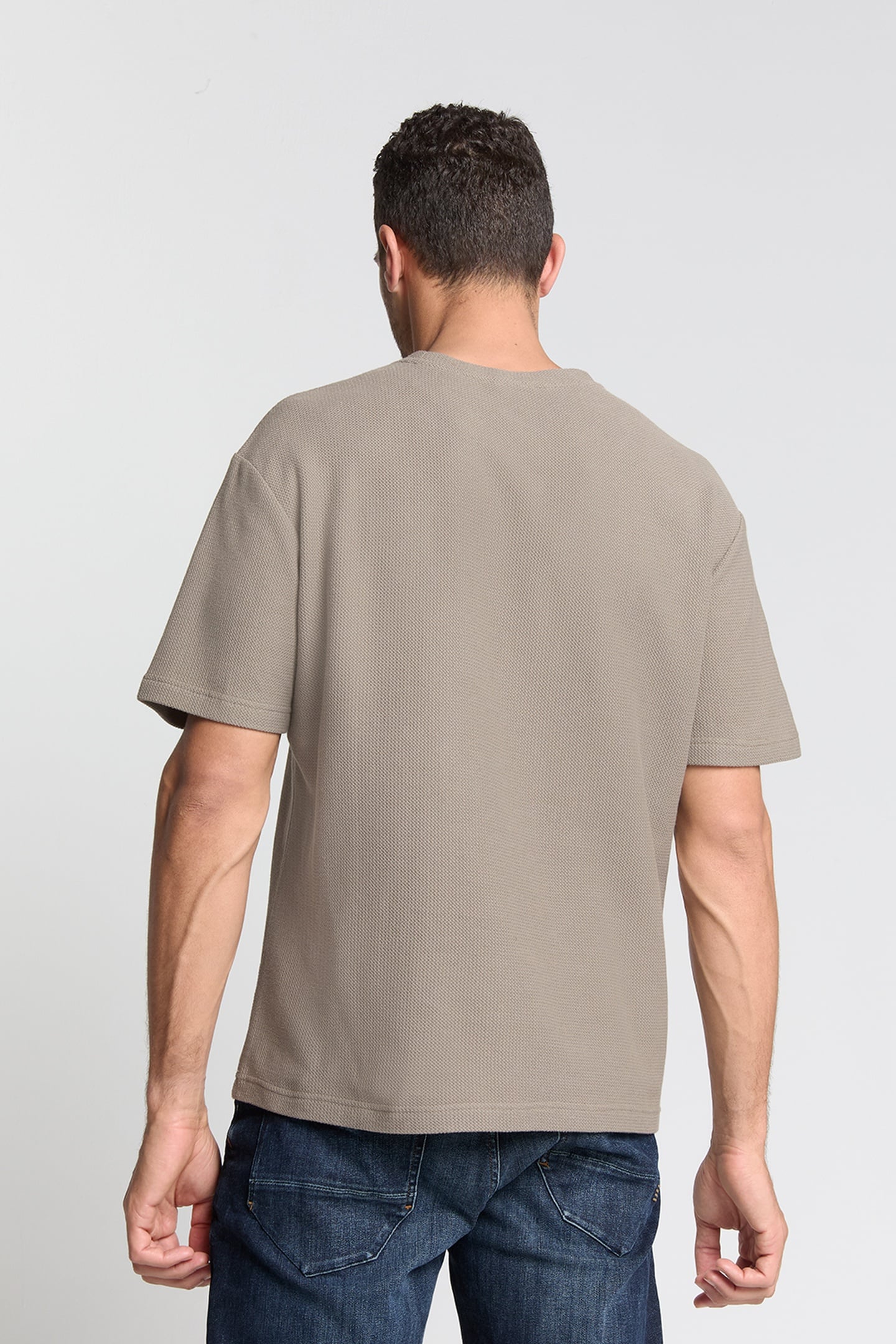 T-SHIRT CREWNECK SOLID JACQUARD CLAY 3