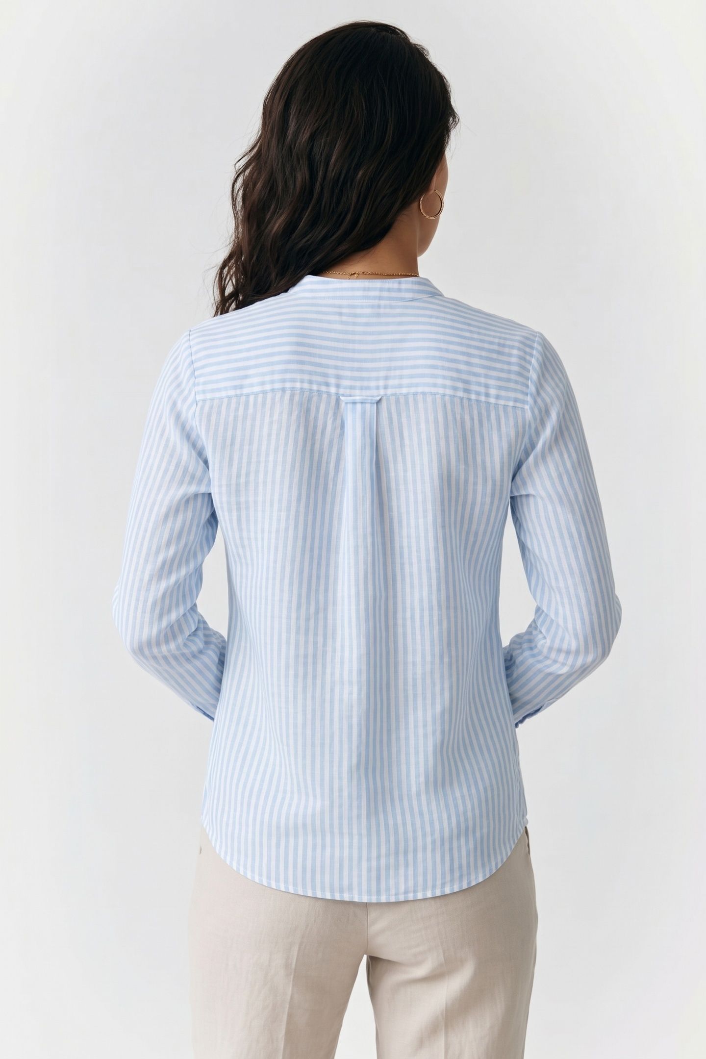 COREAN COLLAR SHIRT LINEN SKY BLUE 2