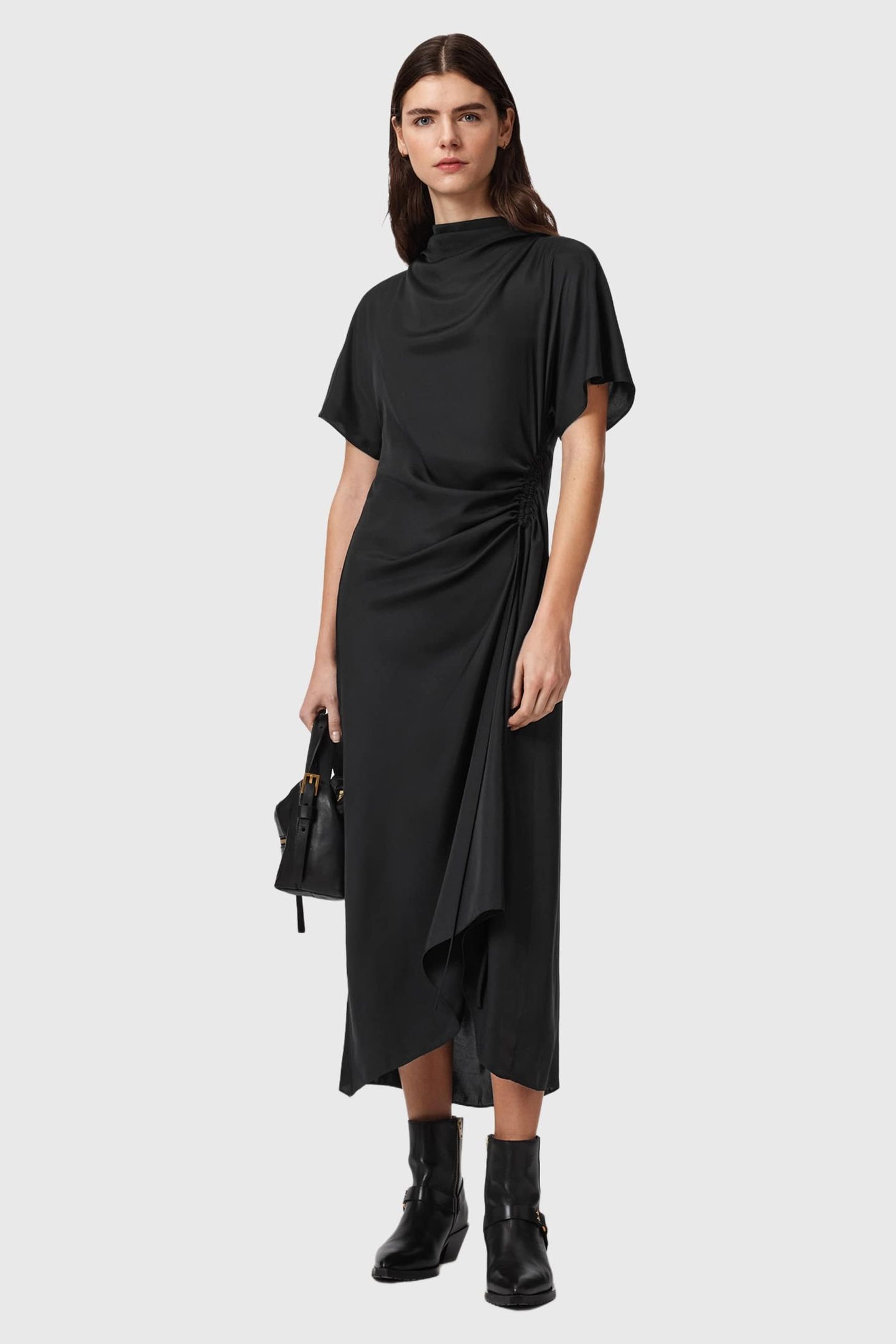 ROSIE SILK DRESS BLACK 2