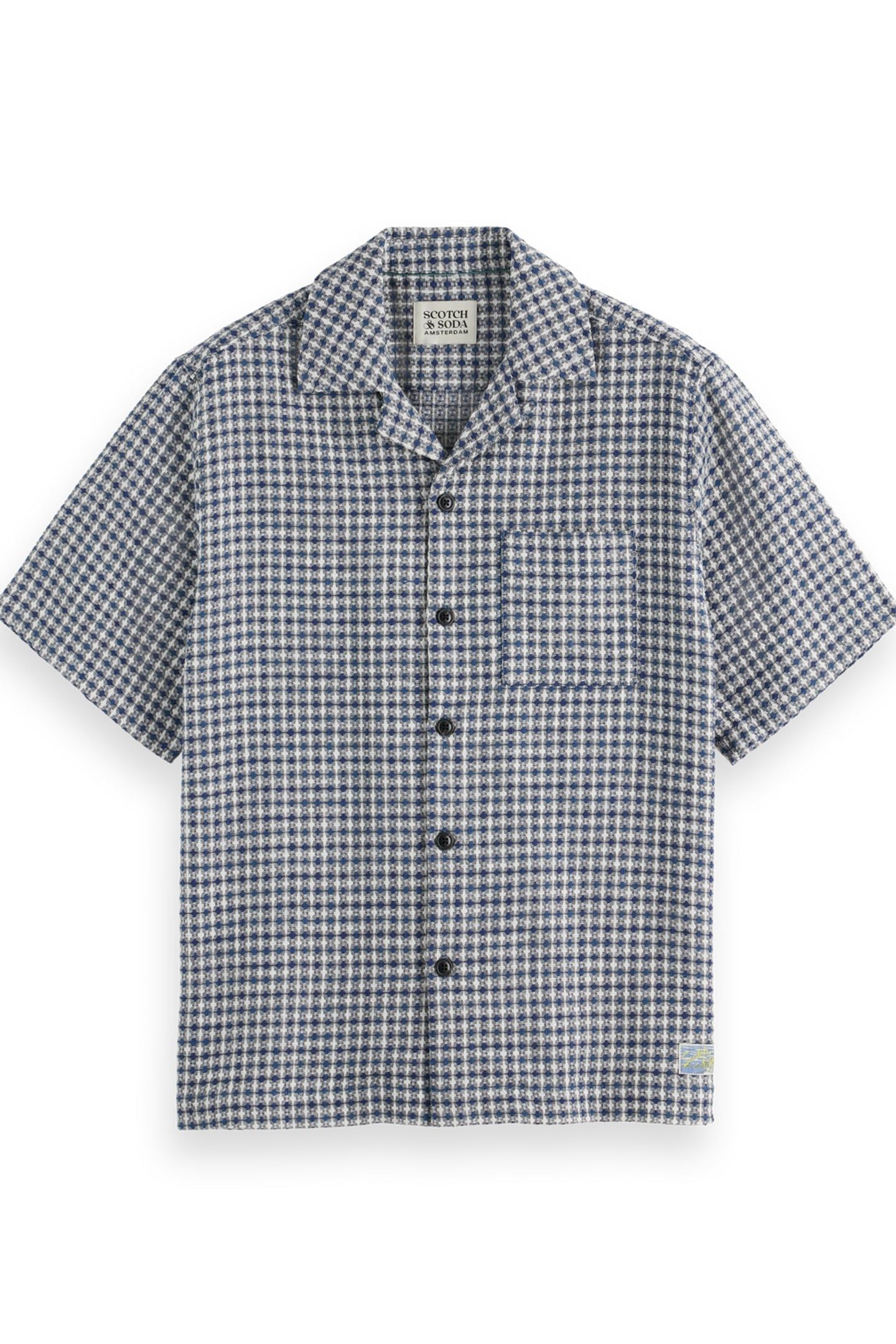 RELAXED FIT SHORT SLEEVE JACQUARD SHIRT BLUE DIAMOND 1
