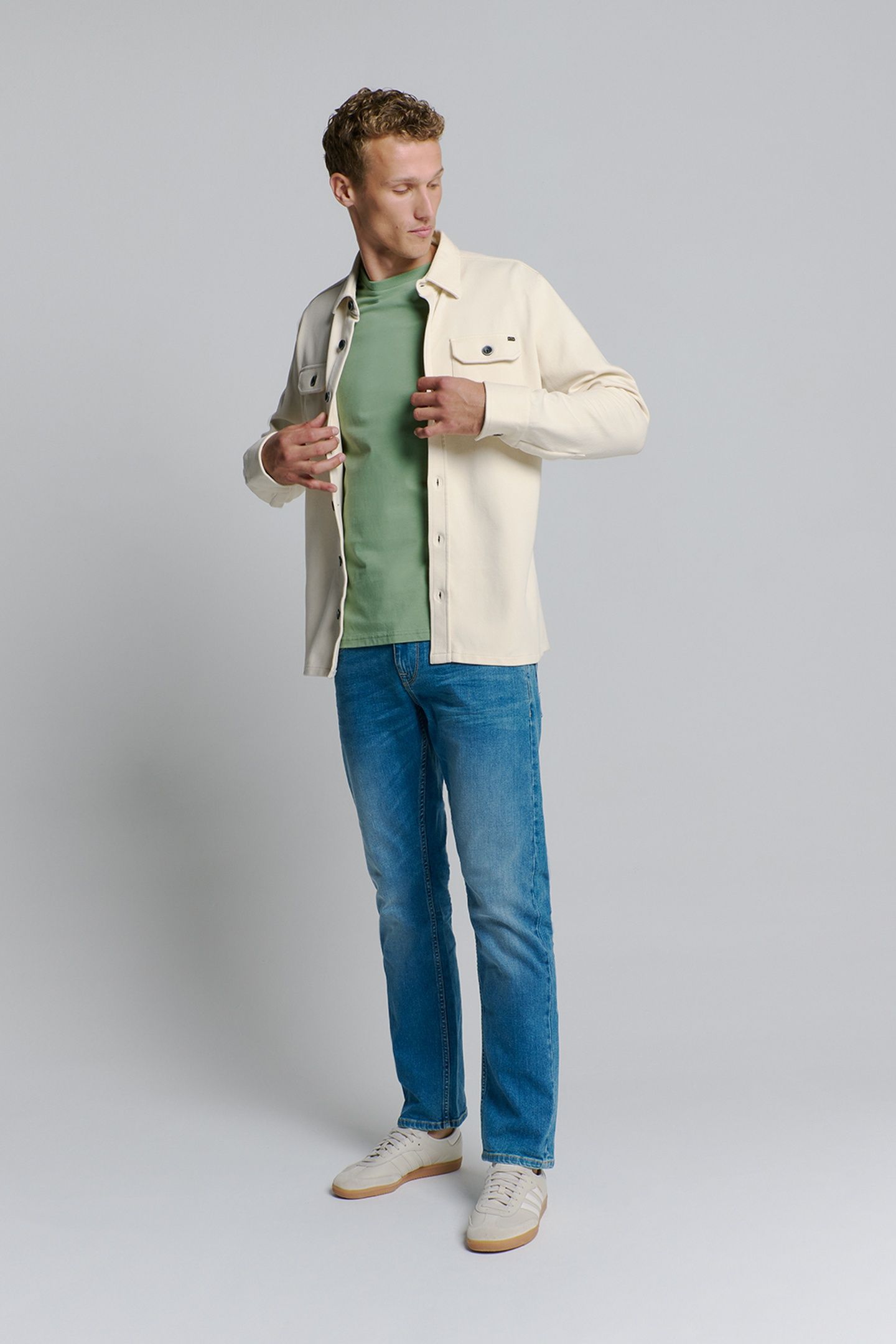 OVERSHIRT BUTTON CLOSURE SWEAT CHALK 1