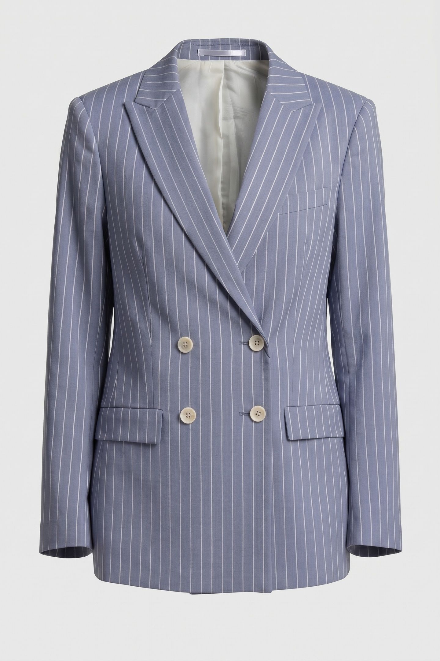 PINSTRIPE LINEN BLEND DOUBLE-BREASTED BLAZER LIGHT BLUE 3