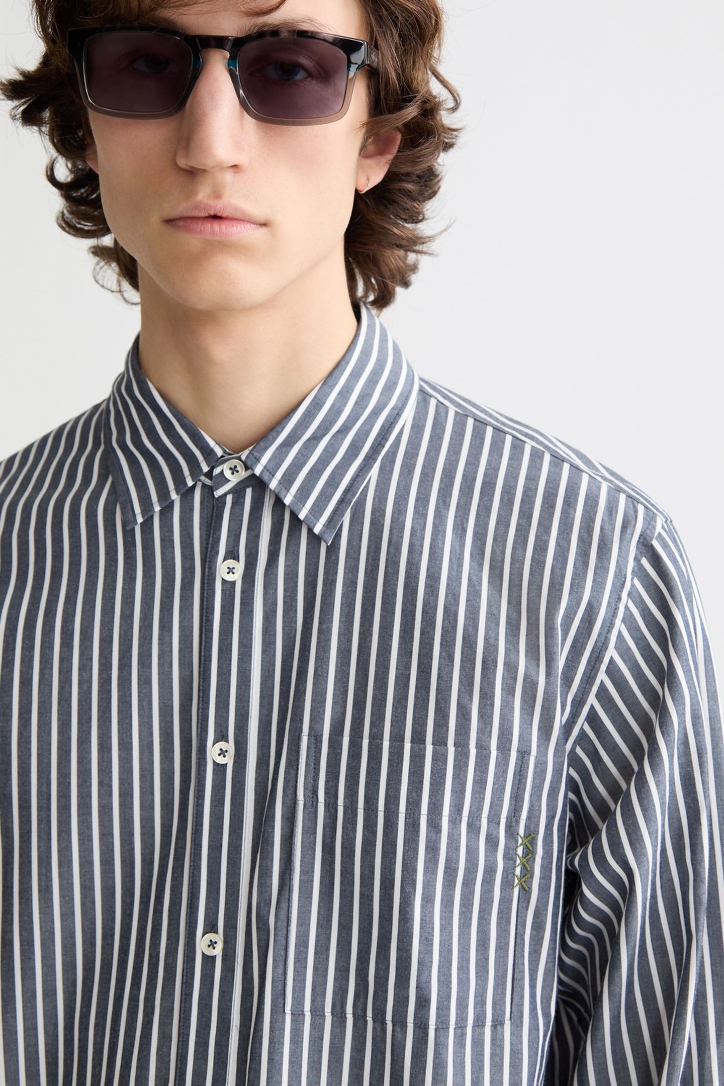 STRIPED RELAXED-FIT POPLIN SHIRT SKY CAPTAIN STRIPES 6