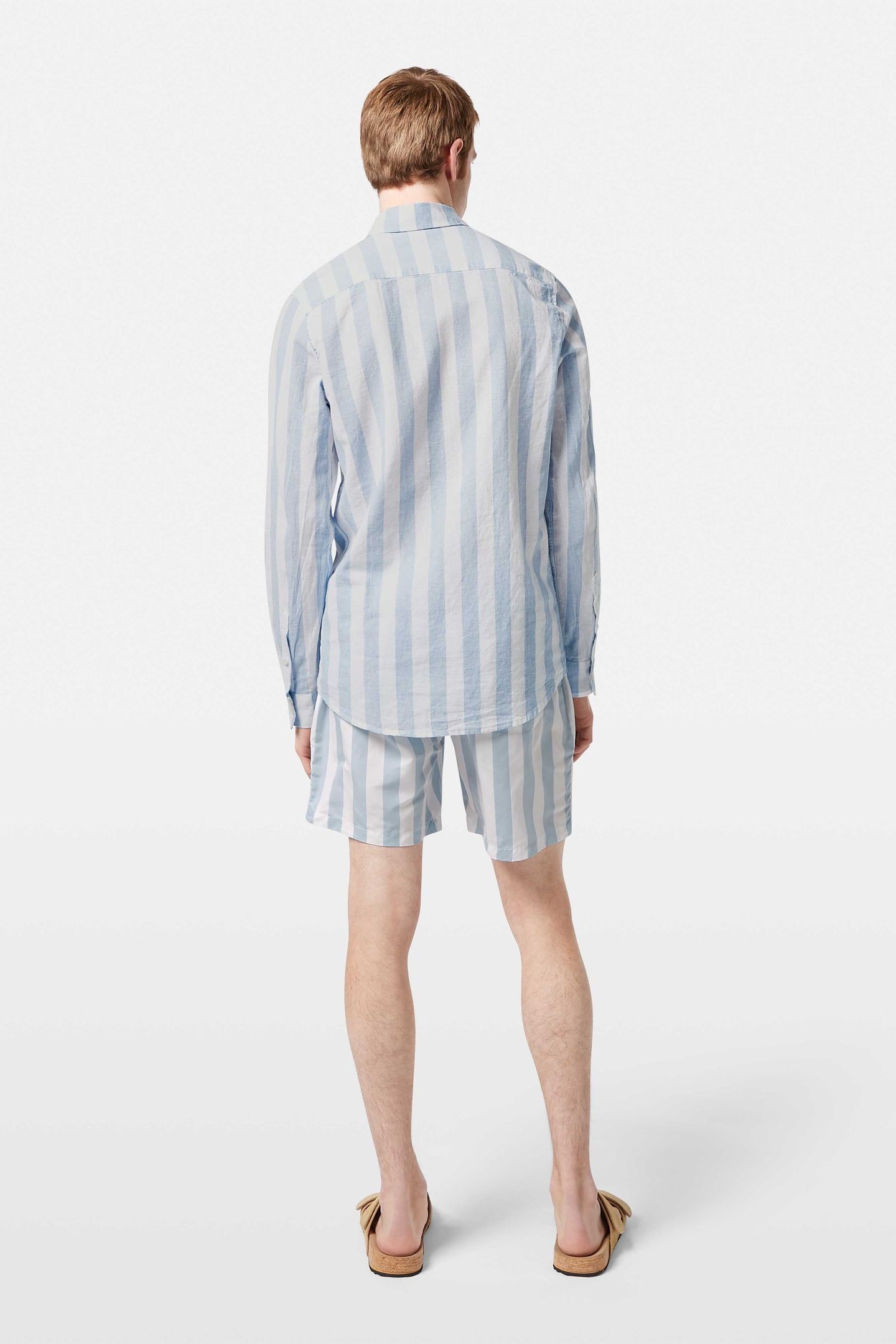 YARN-DYED LINEN BLEND STRIPED REGULAR FIT SHIRT SKY BLUE STR 2