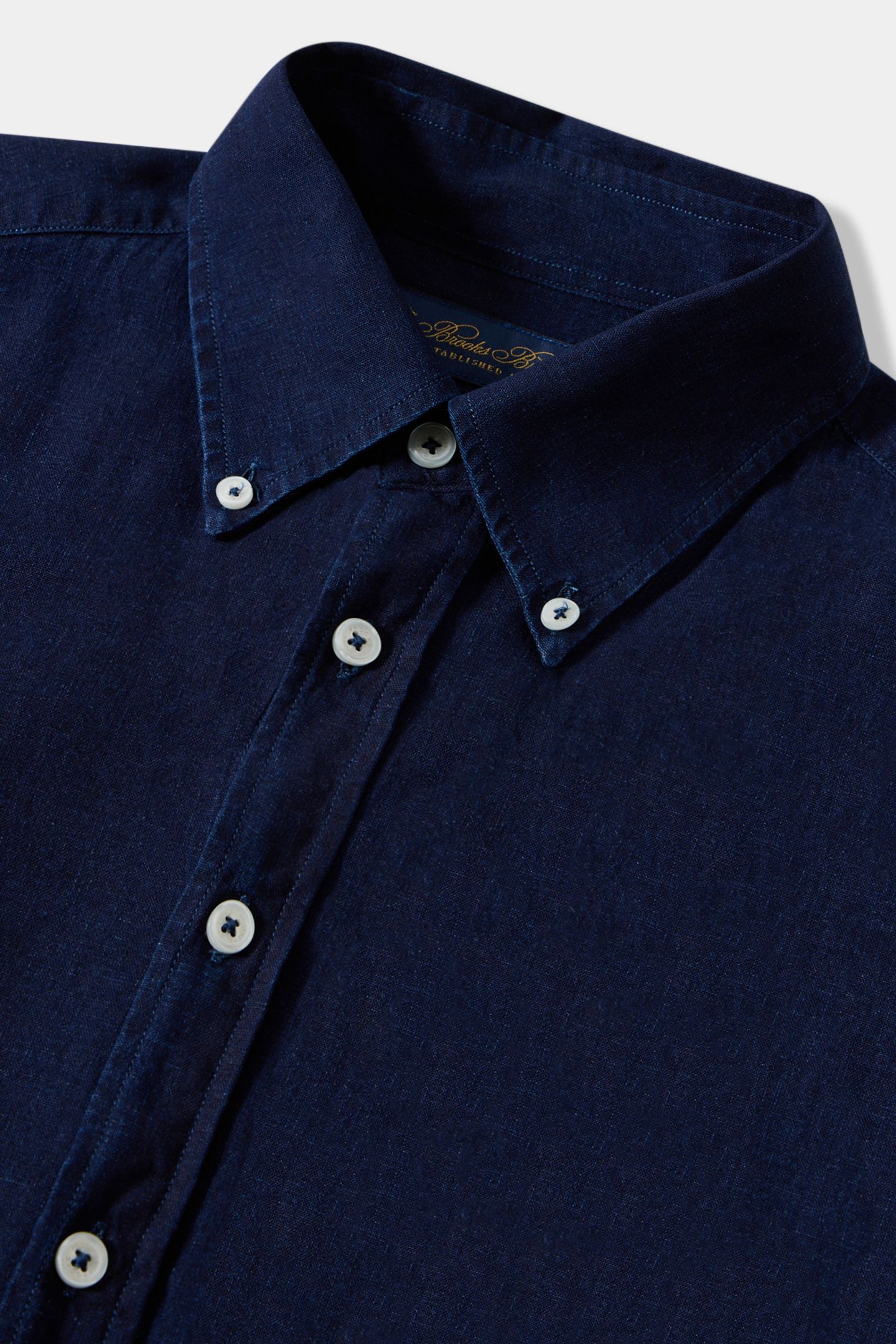 SLIM FIT COTTON-LINEN CHAMBRAY BUTTON DOWN SHIRT BLUE 3