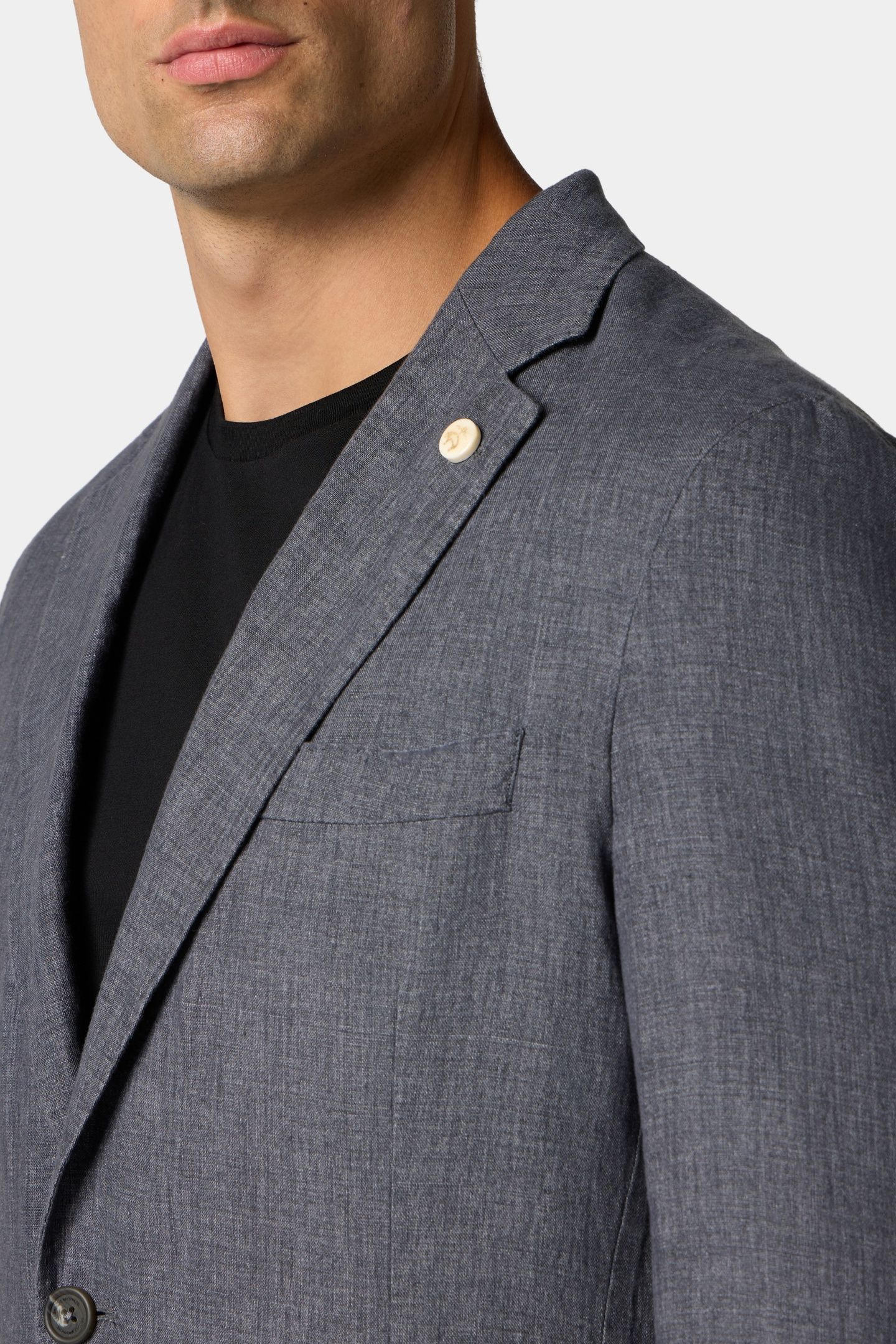 LINEN SINGLE-BREASTED BLAZER DARK GREY 5