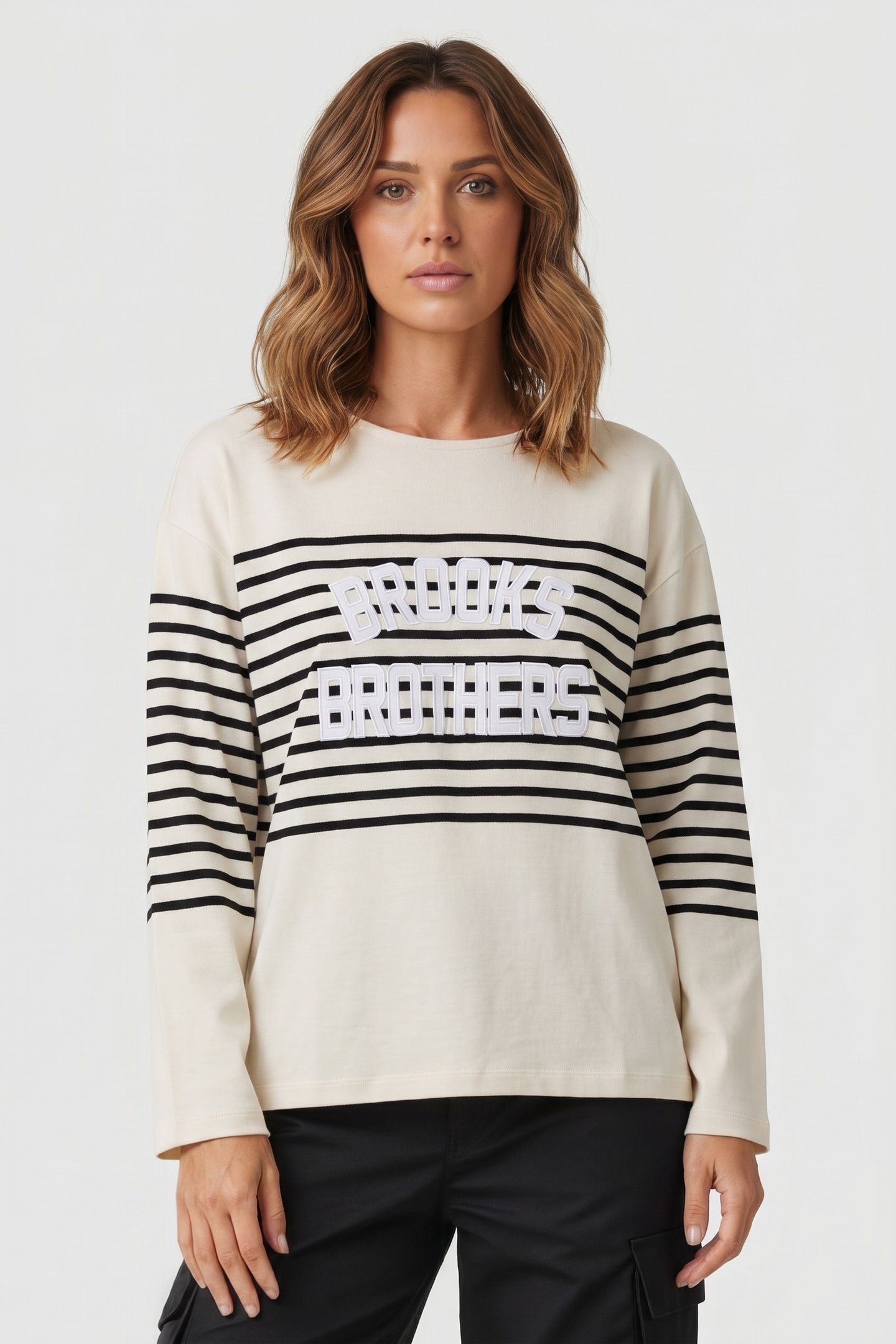 STRIPED COTTON SWEATSHIRT WHITE 1