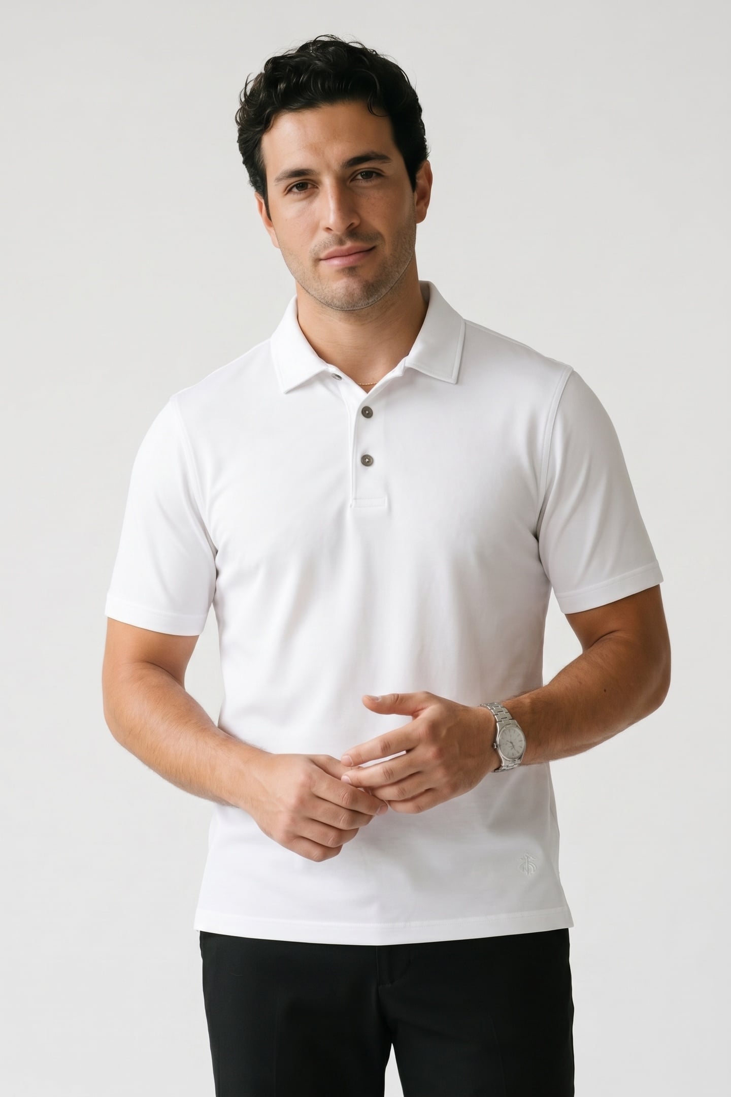 WHITE COTTON POLO SHIRT WHITE 1