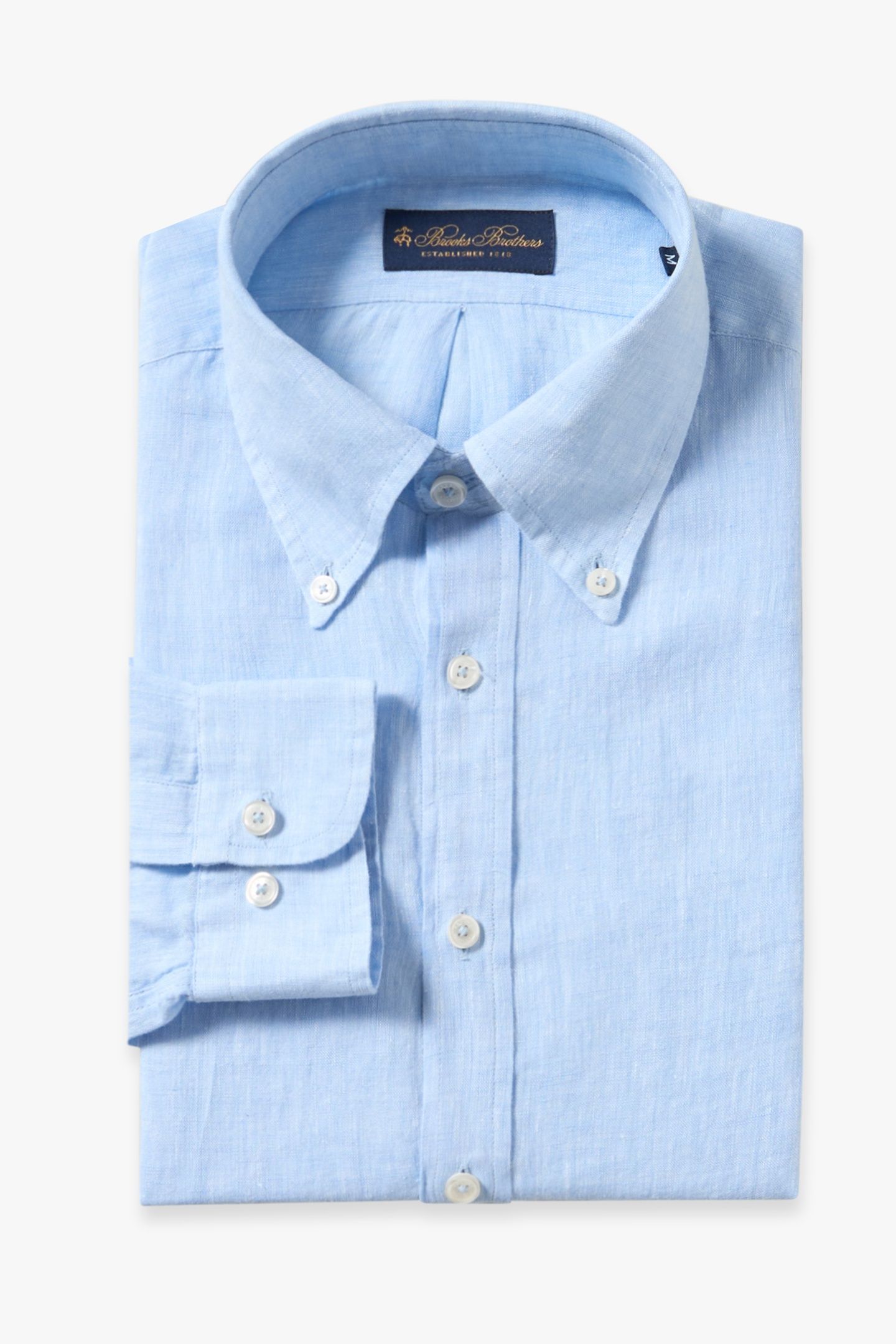 SLIM FIT LINEN BUTTON DOWN SHIRT LIGHT BLUE 6