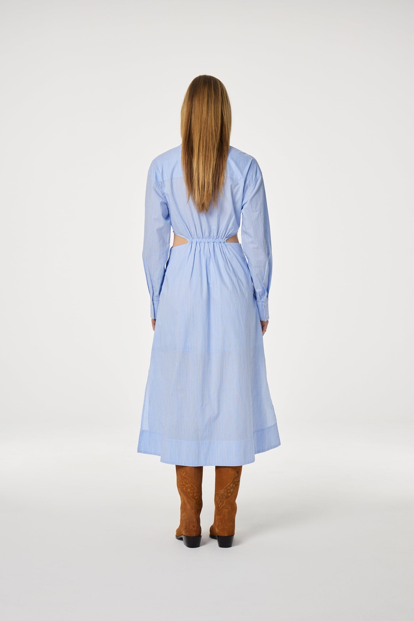 CAMILA DRESS WARM WHITE/POOL BLUE 3