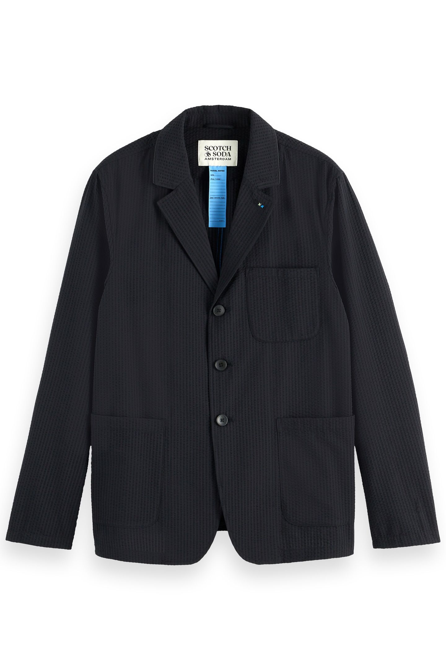 UNCONSTRUCTED 3-BUTTON COTTON-BLEND SEERSUCKER BLAZER WASHED 4