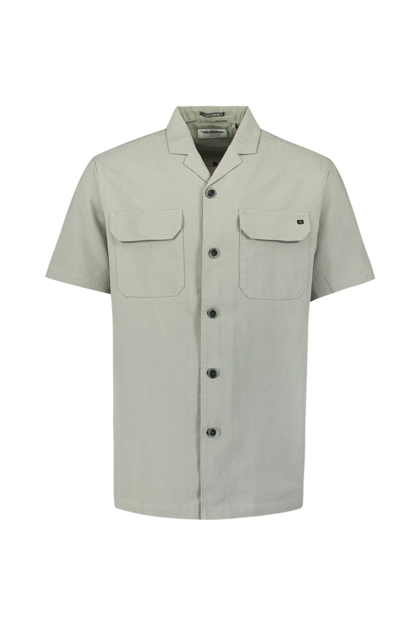 OVERSHIRT FULL BUTTON SHORT SLEEVE REVERS COLLAR SLUB SMOKE 1