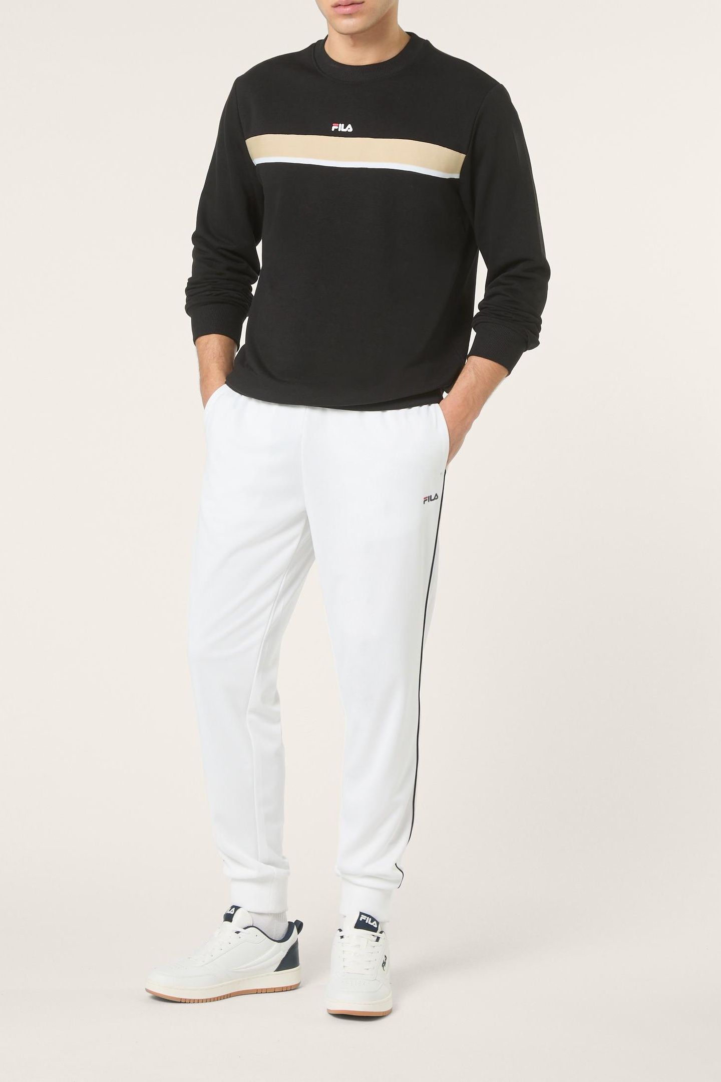 SAGANO REGULAR TRACK PANTS BRIGHT WHITE-BLACK IRIS 2