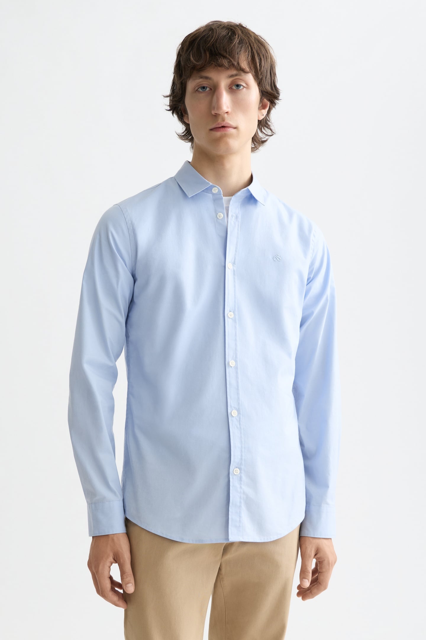 NOS COTTON POPLIN SLIM-FIT SHIRT SHIRT BLUE 1