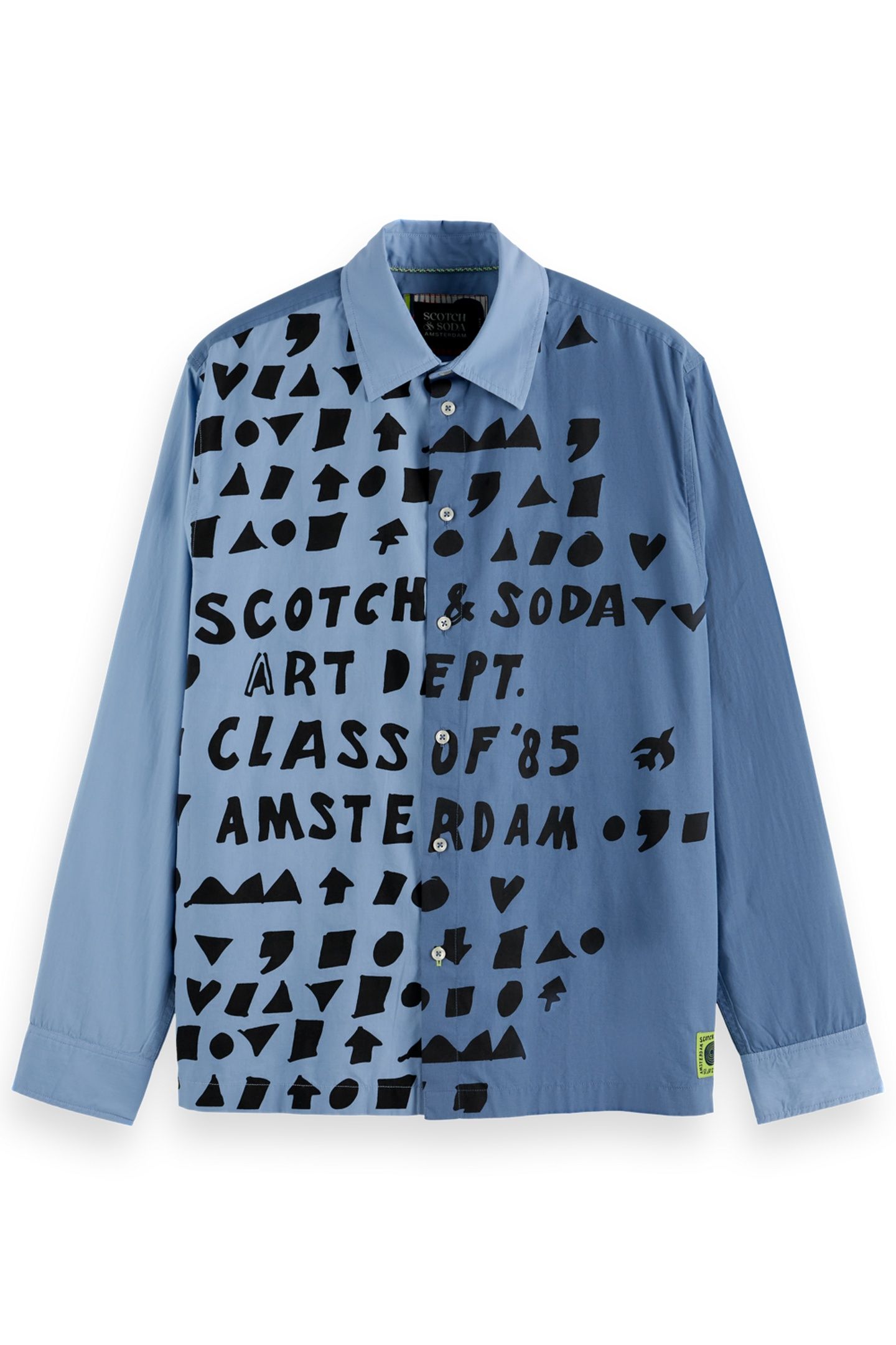 RELAXED-FIT LETTERS POPLIN SHIRT FADED DENIM 4
