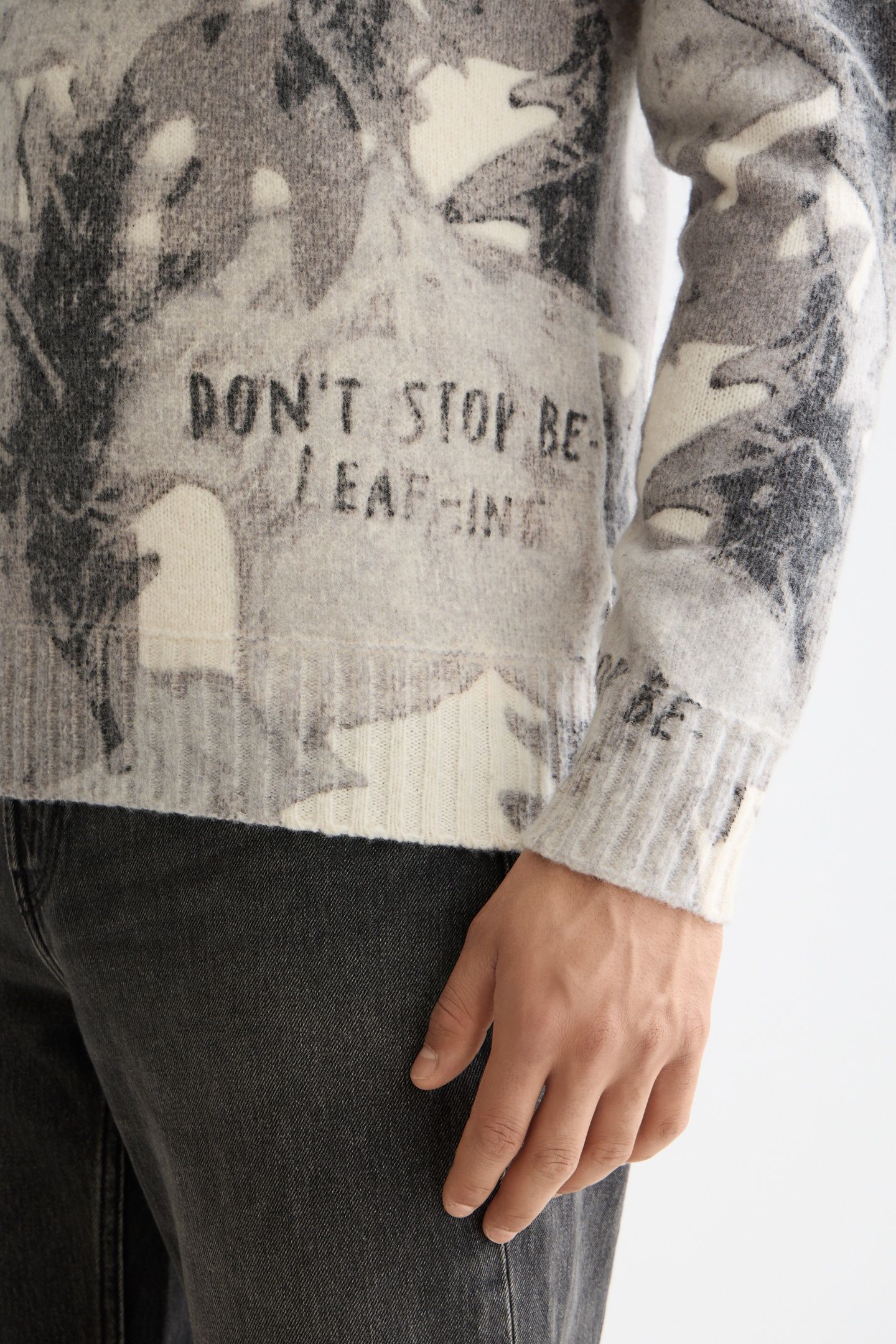 PRINTED DROPPED SHOULDER PULLOVER LEAF CAMO EGGNOG AOP 6
