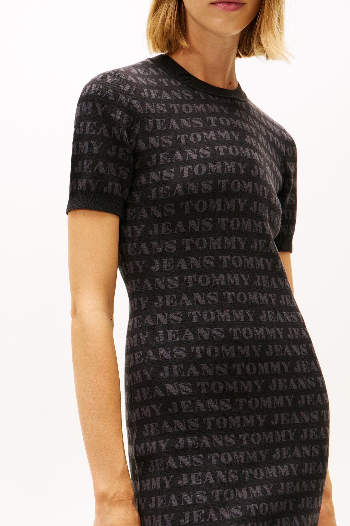 SPELLOUT SWEATER DRESS BLACK TOMMY SPELL OUT AOP 3