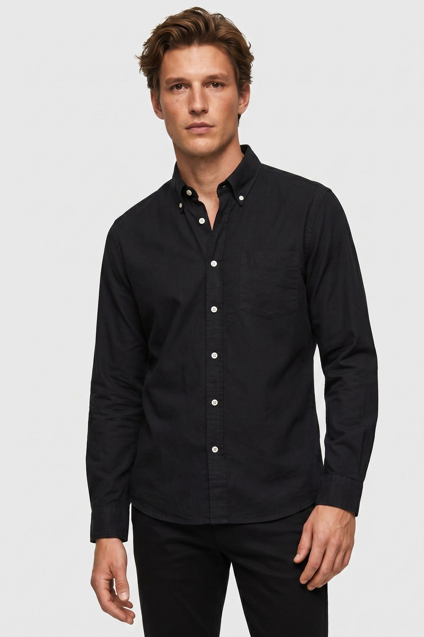 BUTTON-DOWN SHIRT W/POCKET COTTON NAVY 1
