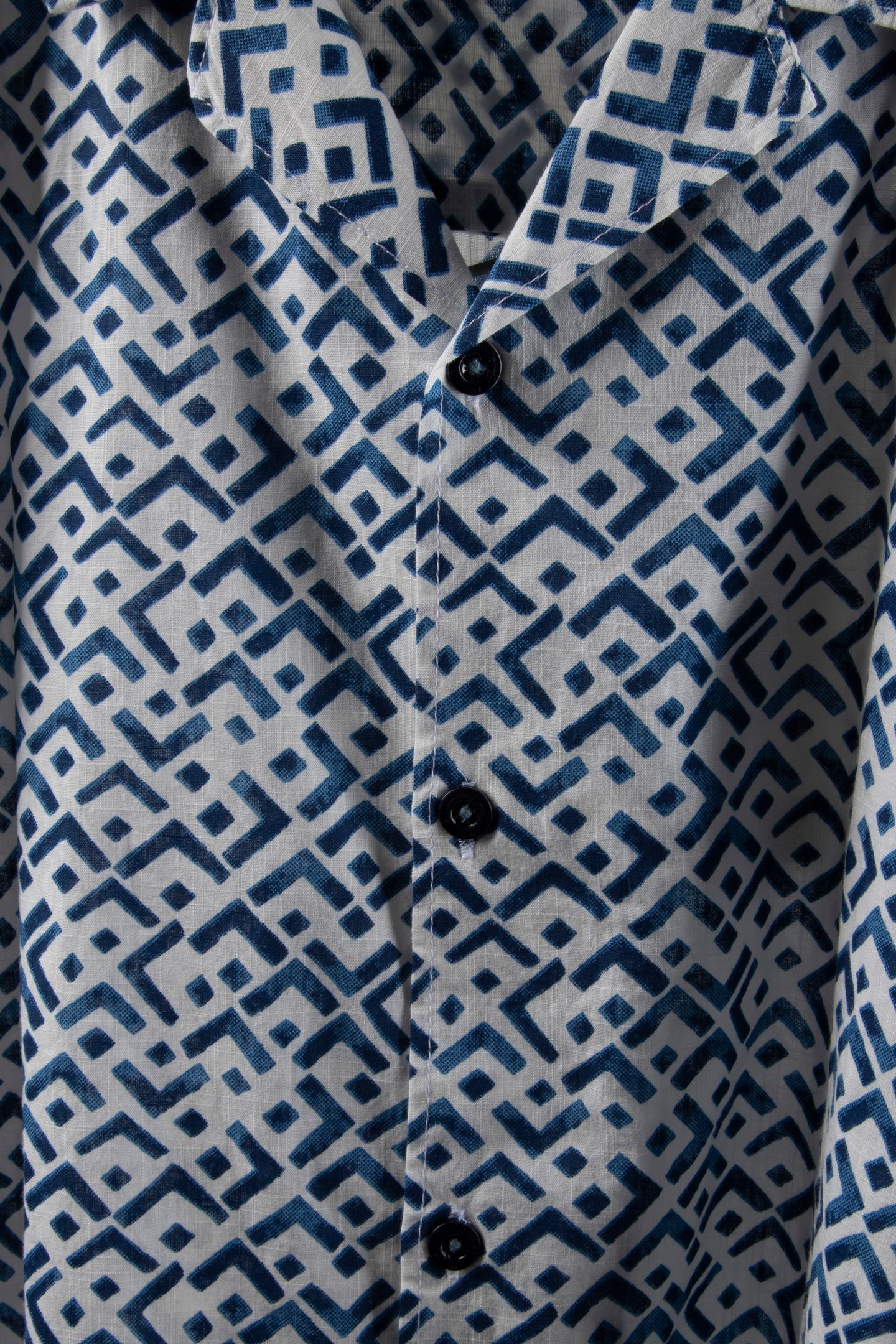 SHIRT SHORT SLEEVE REVERS COLLAR SLUB ALLOVER PRINTED INDIGO 6