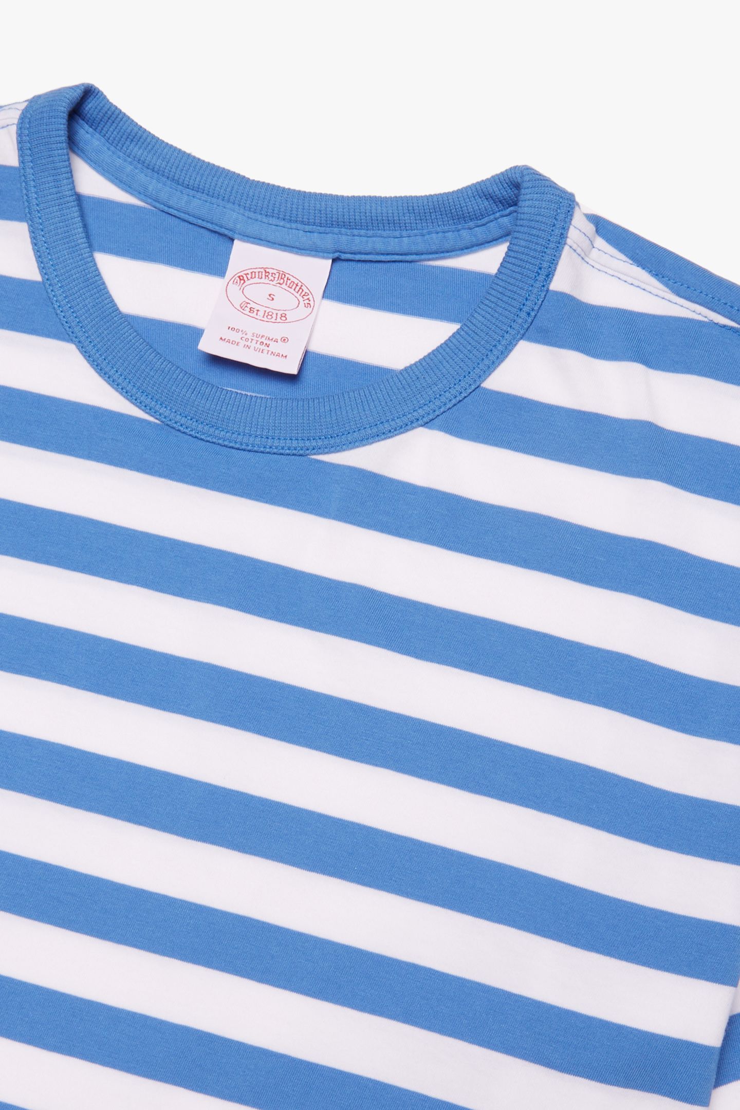 SUPIMA COTTON SLIM STRIPED T-SHIRT OPEN BLUE 6